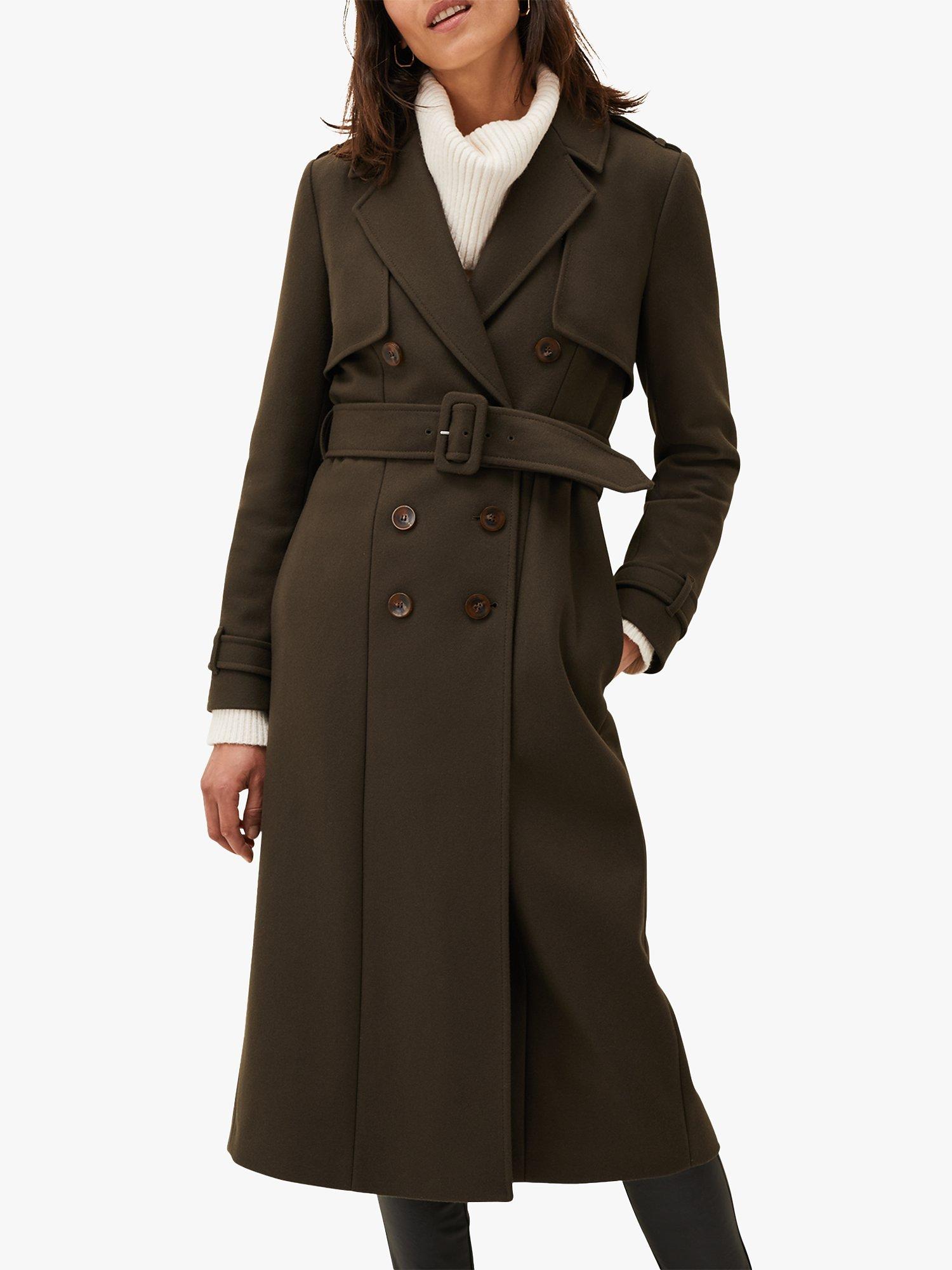 Phase Eight Imie Cashmere Blend Trench Coat, Olive