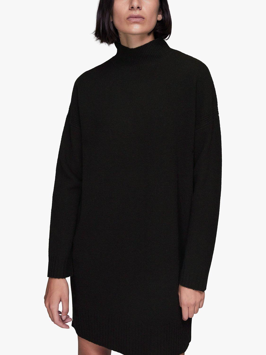 Whistles Funnel Neck Jumper Dress, Black