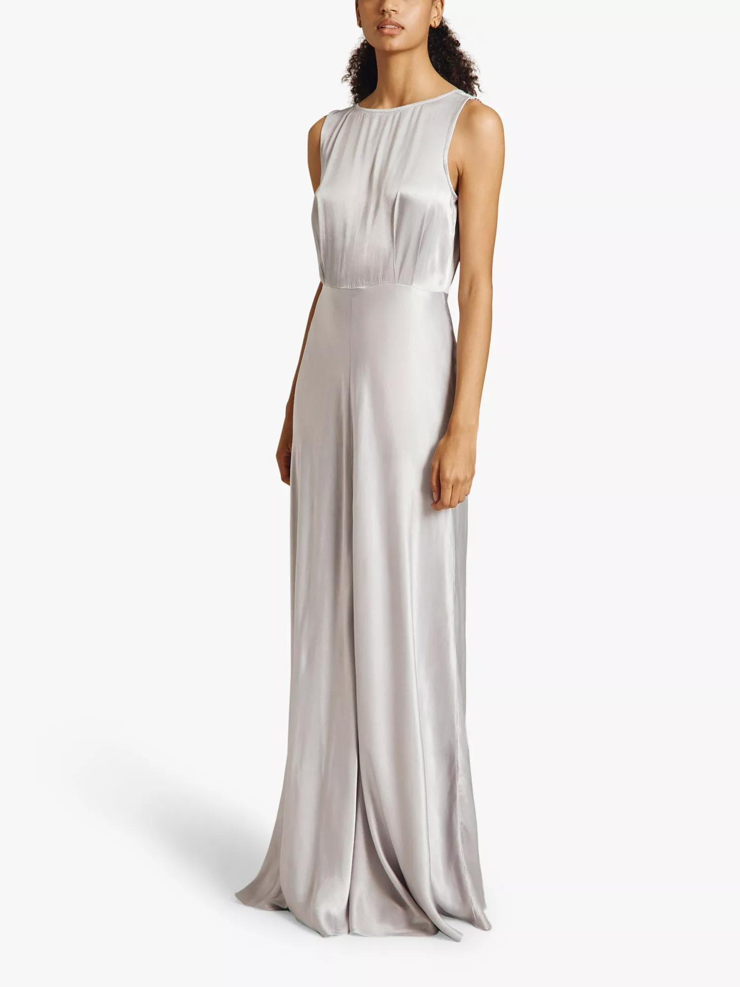 Ghost Alexia Satin Maxi Dress Silver