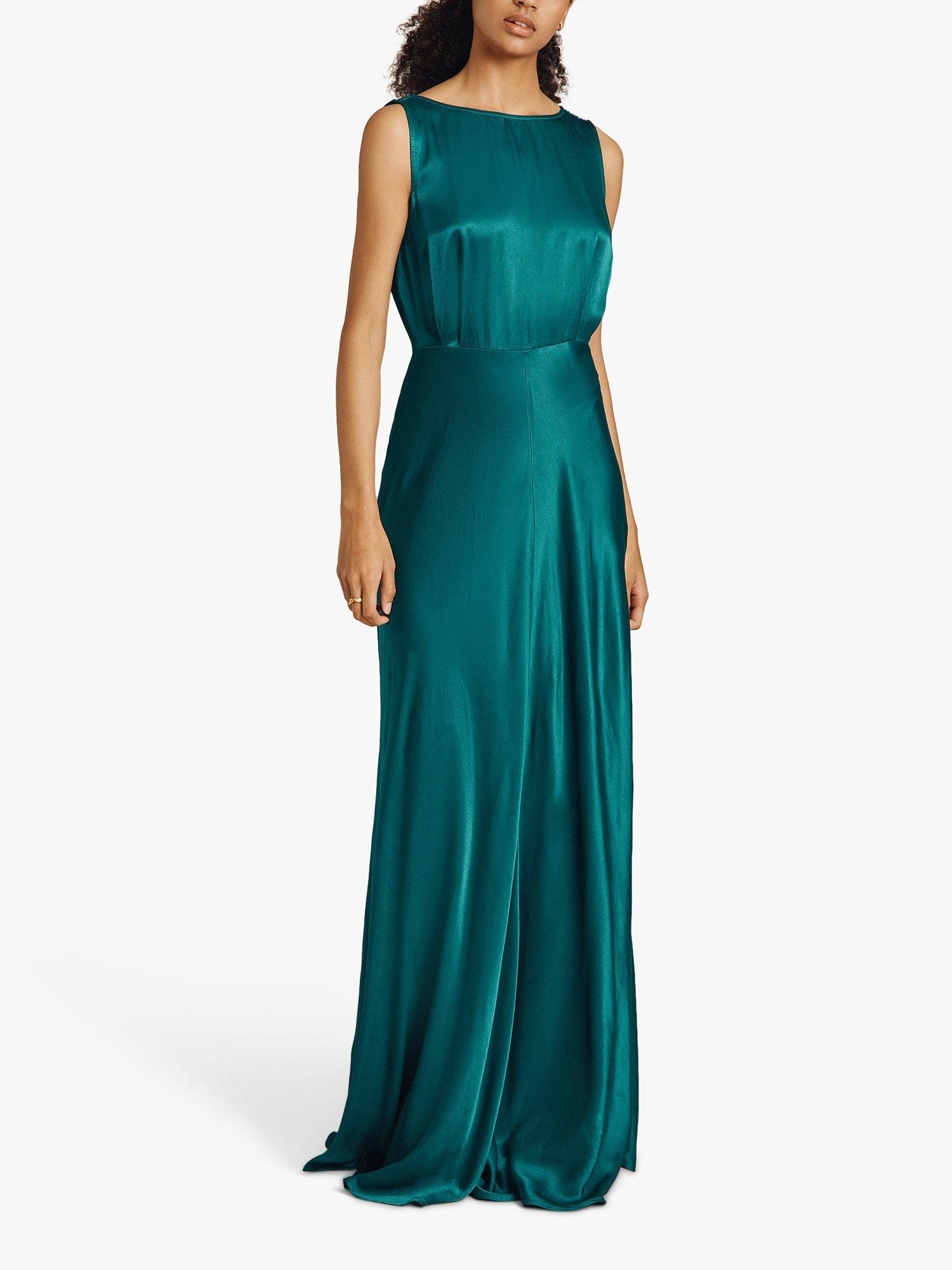 Ghost Alexia Satin Maxi Dress, Emerald Sea