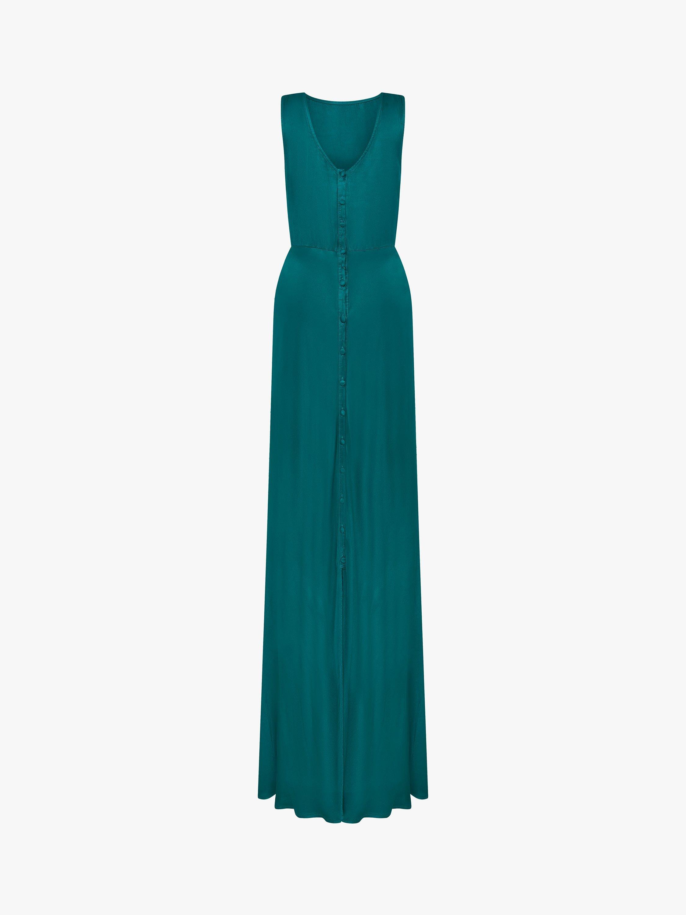 Ghost Alexia Satin Maxi Dress Emerald Sea