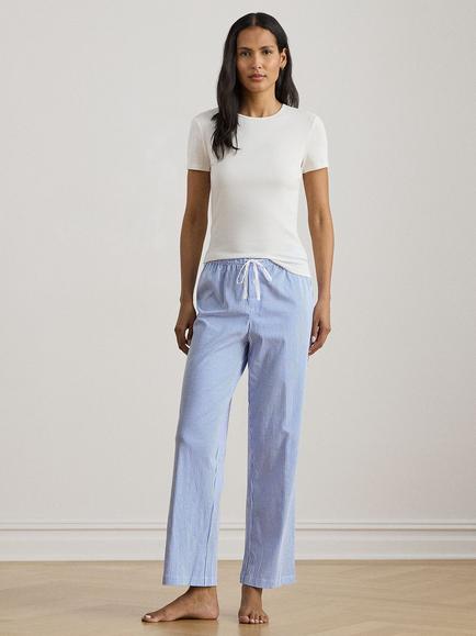 Lauren Ralph Lauren Core Stripe Cotton Pyjama Bottoms, Blue