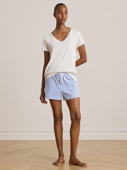 Lauren Ralph Lauren Core Stripe Cotton Pyjama Boxer Shorts, Blue