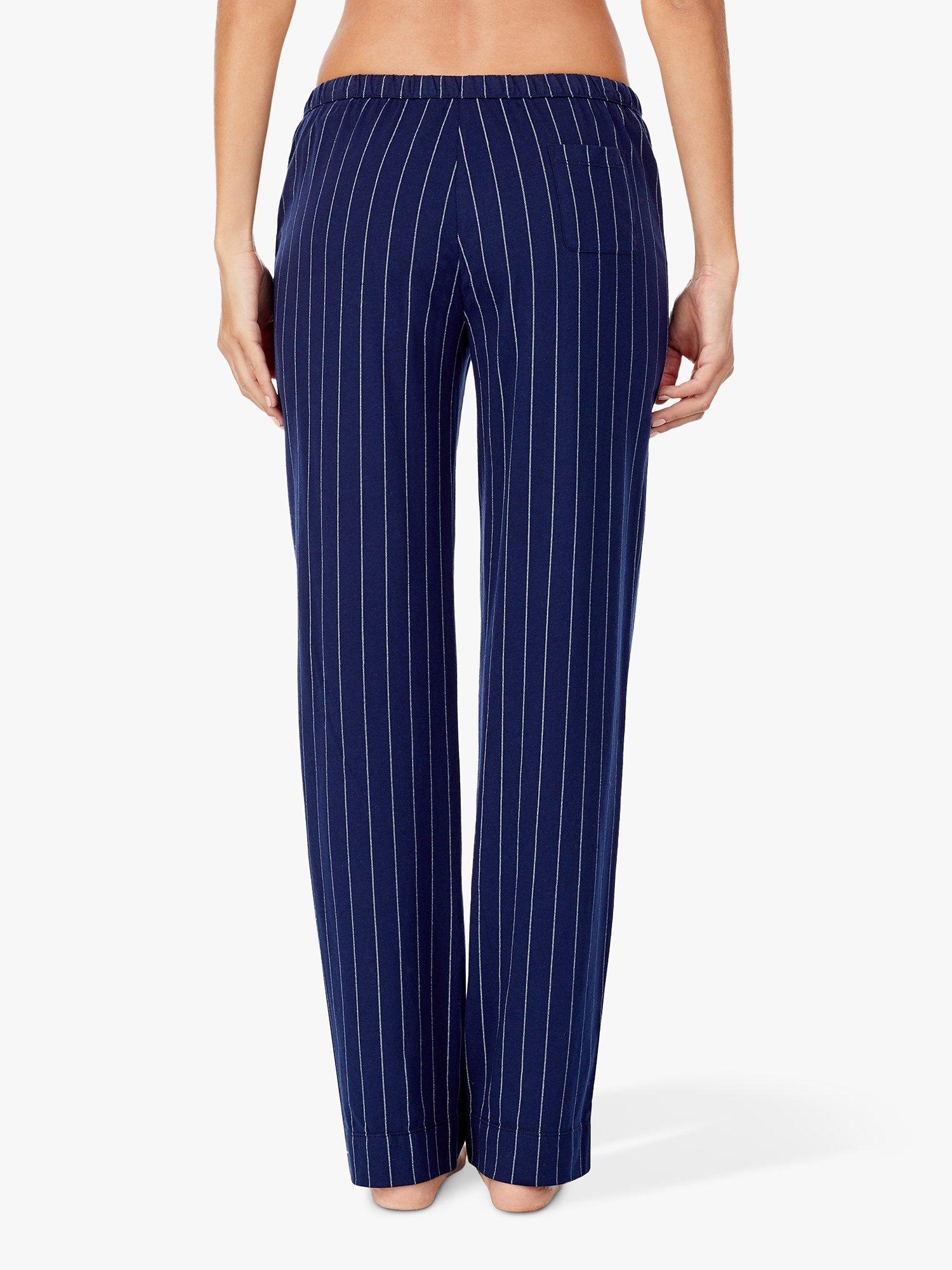 Product image 4 of 5, which shows Lauren Ralph Lauren Core Stripe Cotton Pyjama Bottoms, Navy, XS