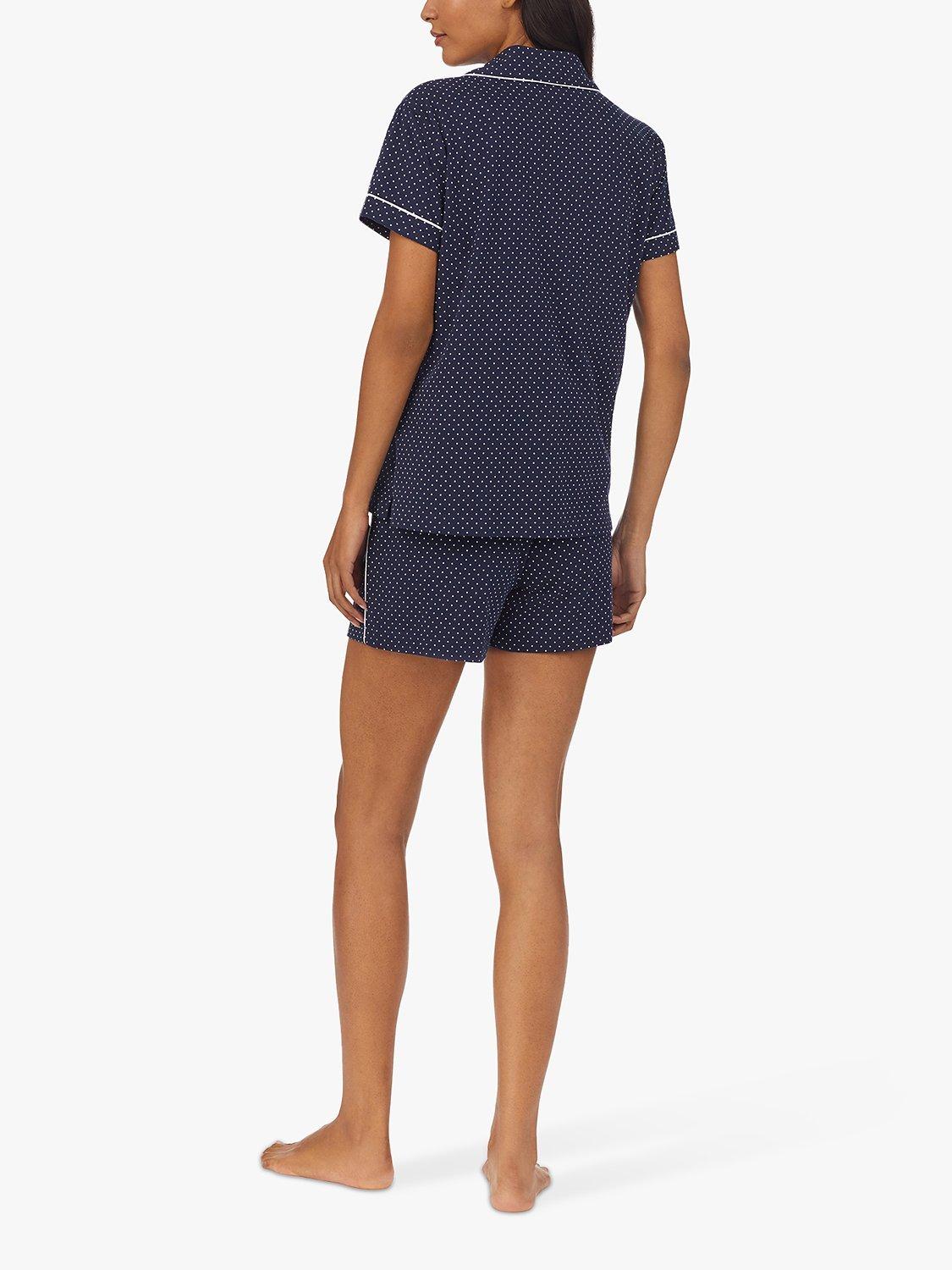 Product image 3 of 4, which shows Lauren Ralph Lauren Shorty Spot Pyjama Set, Navy, S