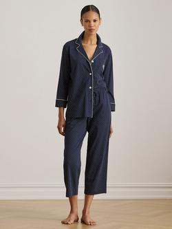 Lauren Ralph Lauren Capri Spot Pyjama Set, Navy/Multi, Navy/Multi