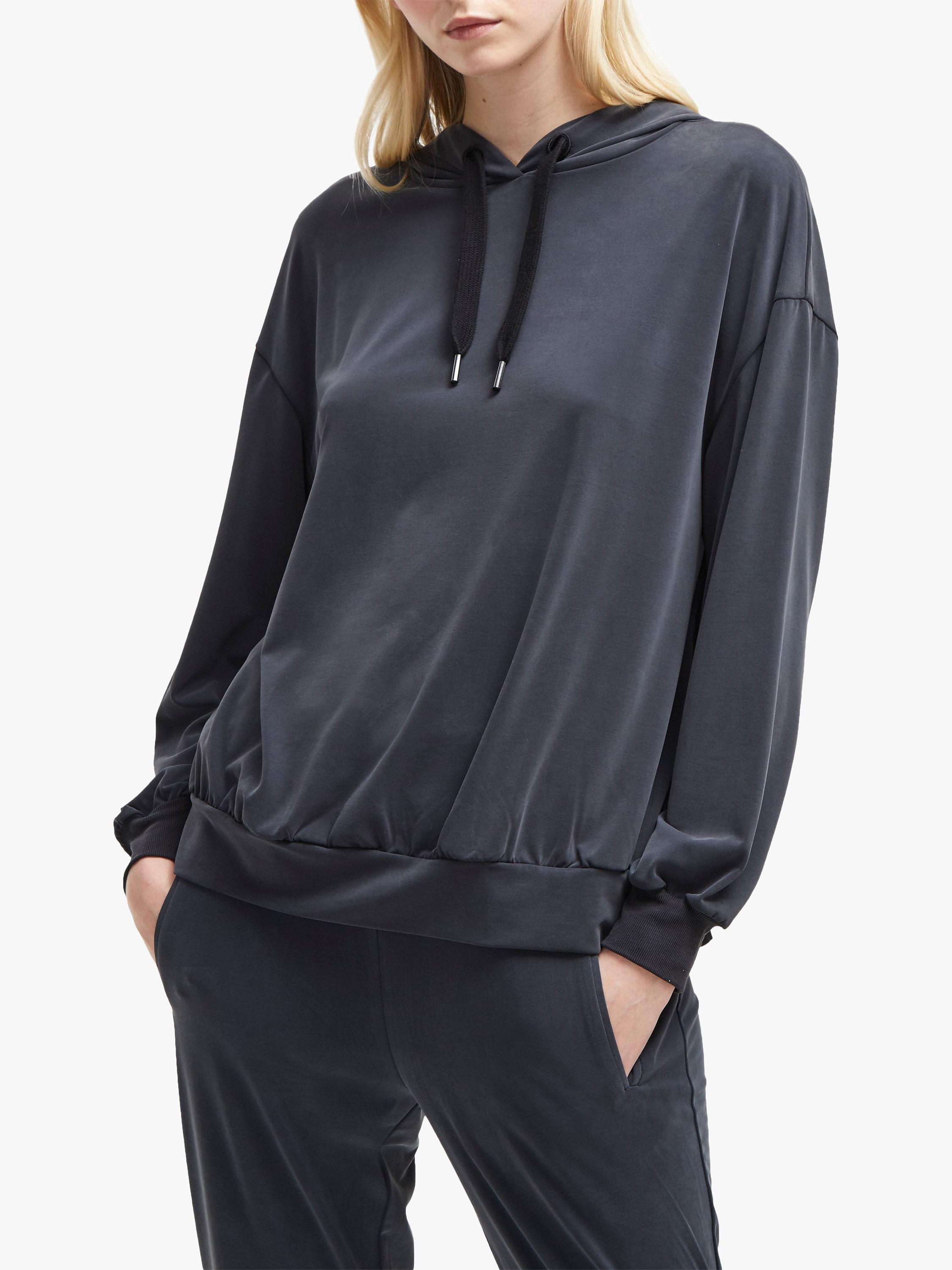 French Connection Washed Cupro Jersey Top, Washed Black, M