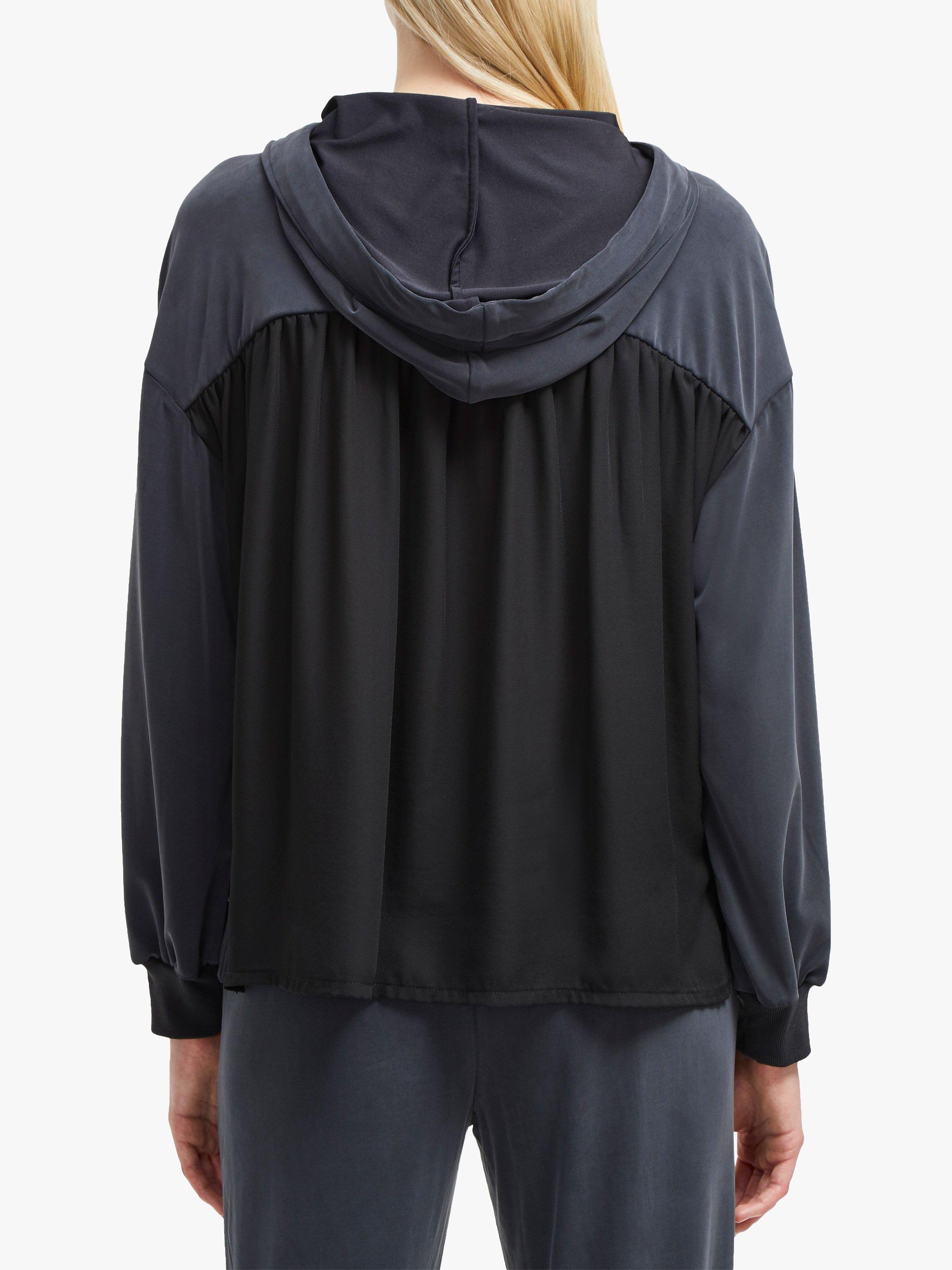French Connection Washed Cupro Jersey Top, Washed Black, M