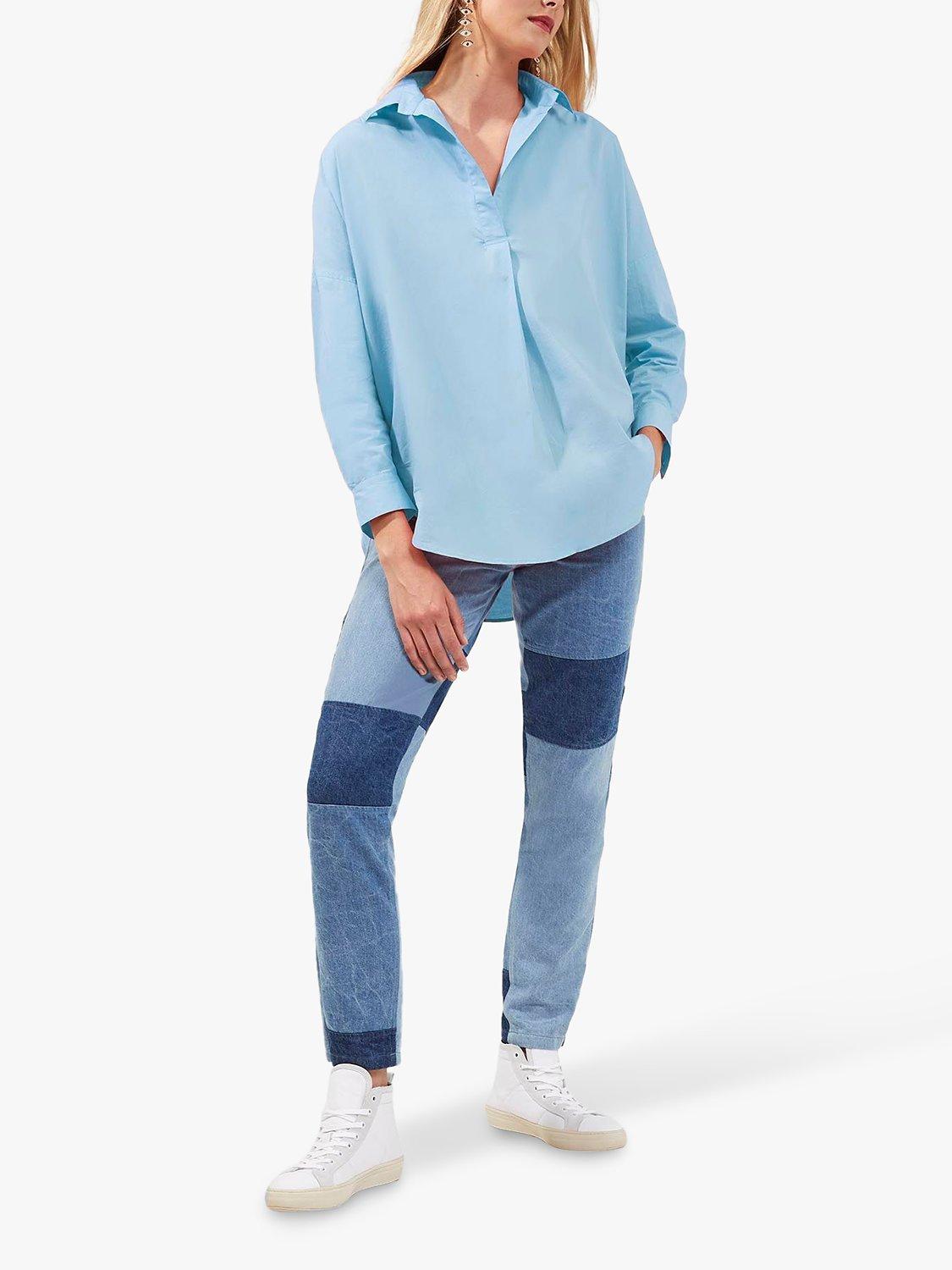 French Connection Rhodes Poplin Cotton Shirt, Forget Me Not