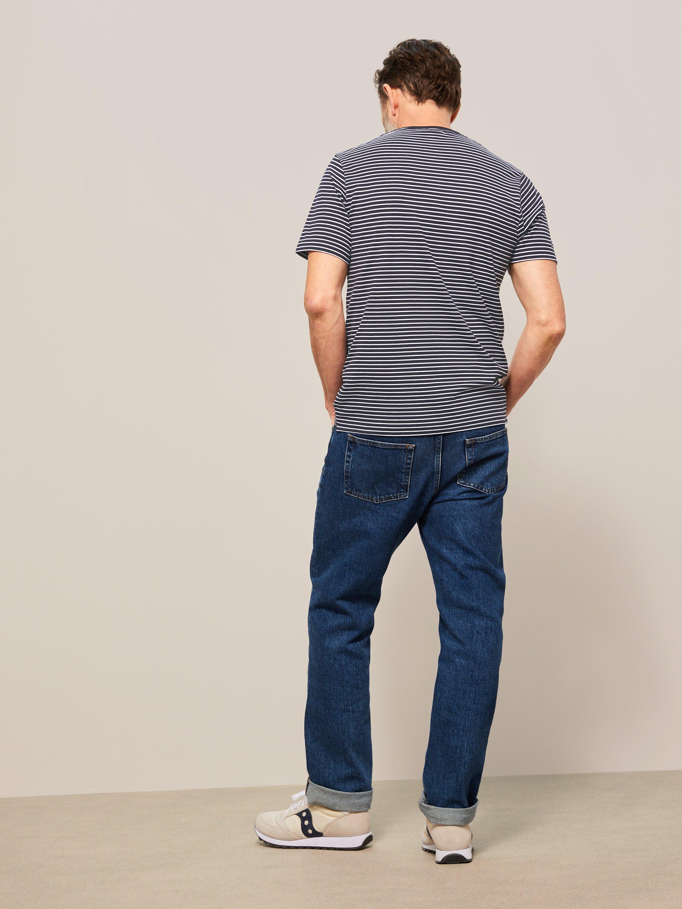 Product image 2 of 6, which shows John Lewis Supima Cotton Fine Stripe T-Shirt, Navy/White, S