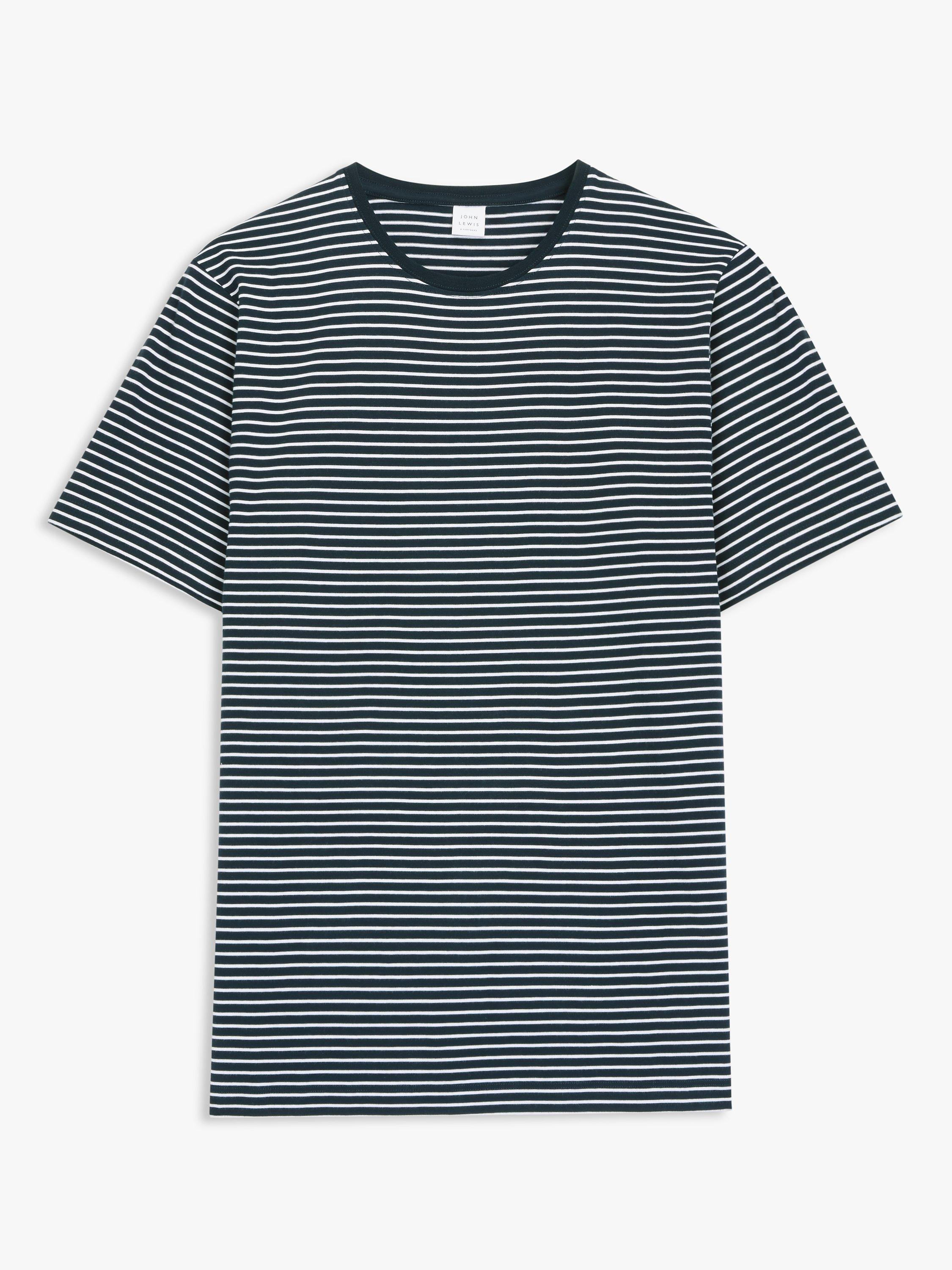 John Lewis Supima Cotton Fine Stripe T Shirt Navy White