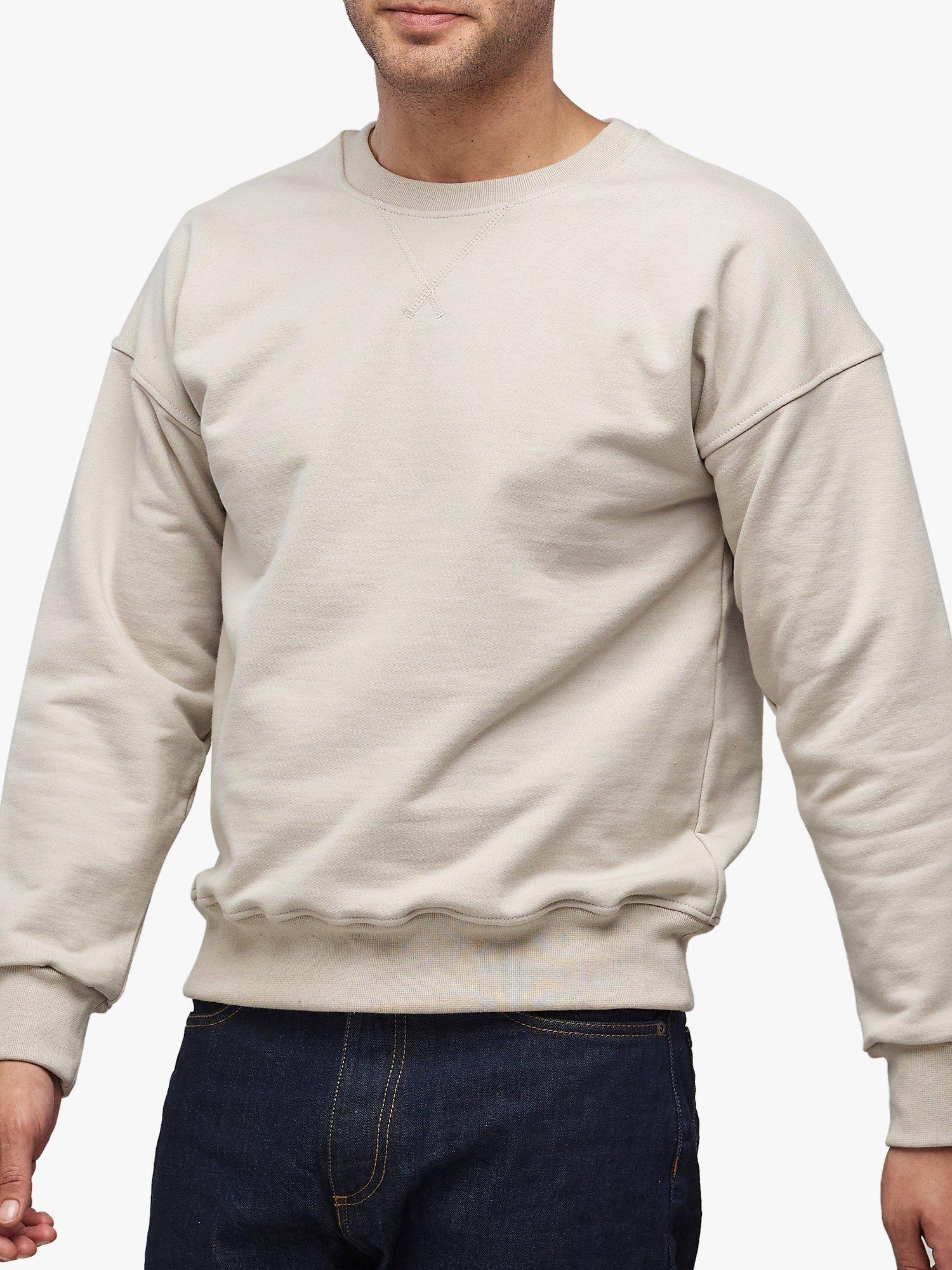 Product image 1 of 6, which shows Community Clothing Cotton Crew Drop Shoulder Sweatshirt, Stone, S