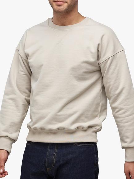 Community Clothing Cotton Crew Drop Shoulder Sweatshirt, Stone