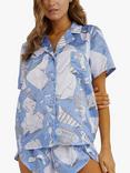 Playful Promises Logan Spector Statues Short Sleeve Pyjama Top, Blue