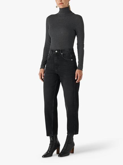 Whistles Authentic Barrel Leg Jeans, Black