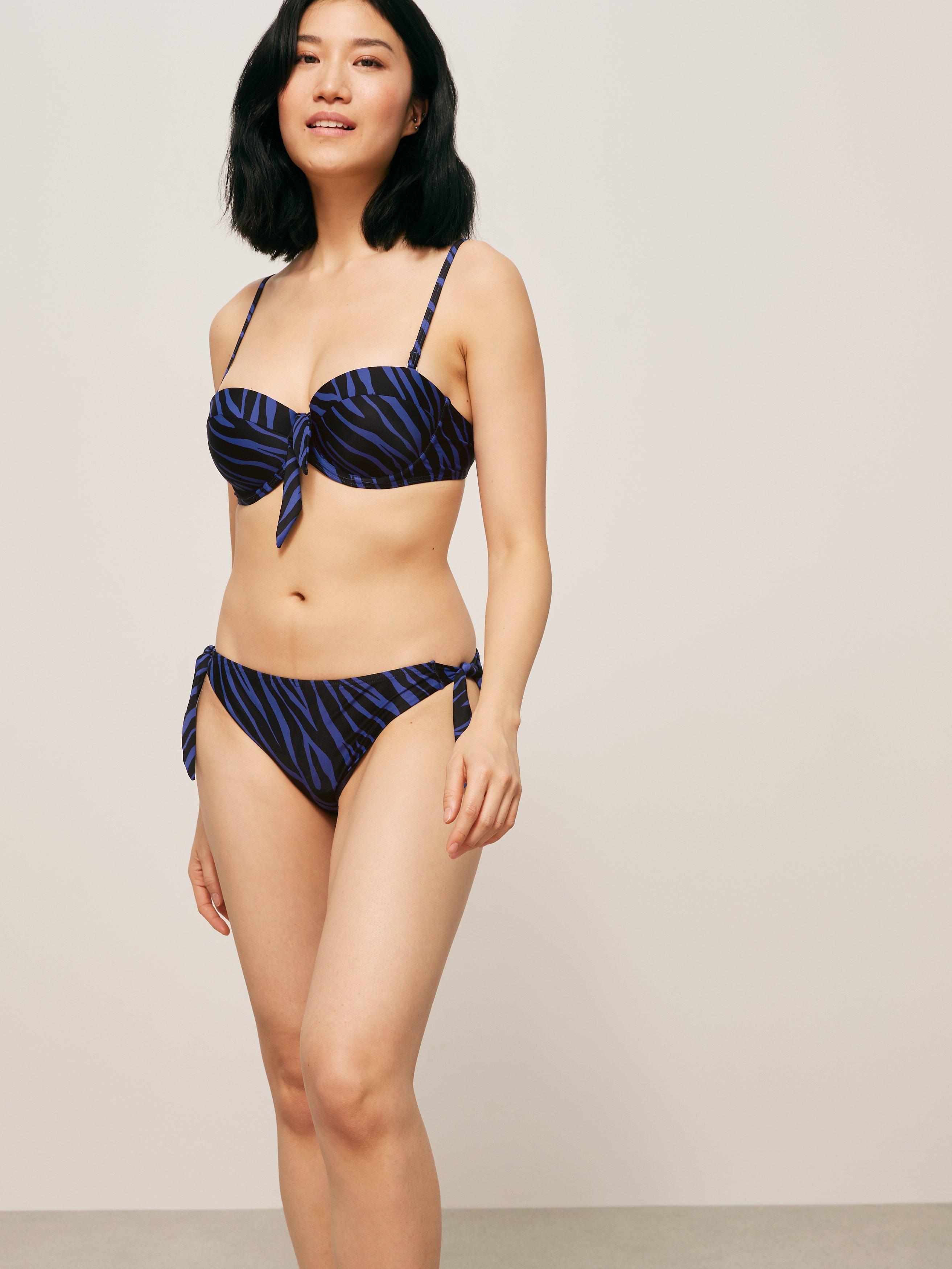 John Lewis Zizi Tie Side Bikini Bottoms, Blue/Black