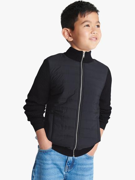 Reiss Kids' Trainer Zip Through Quilted Jacket, Navy, Navy