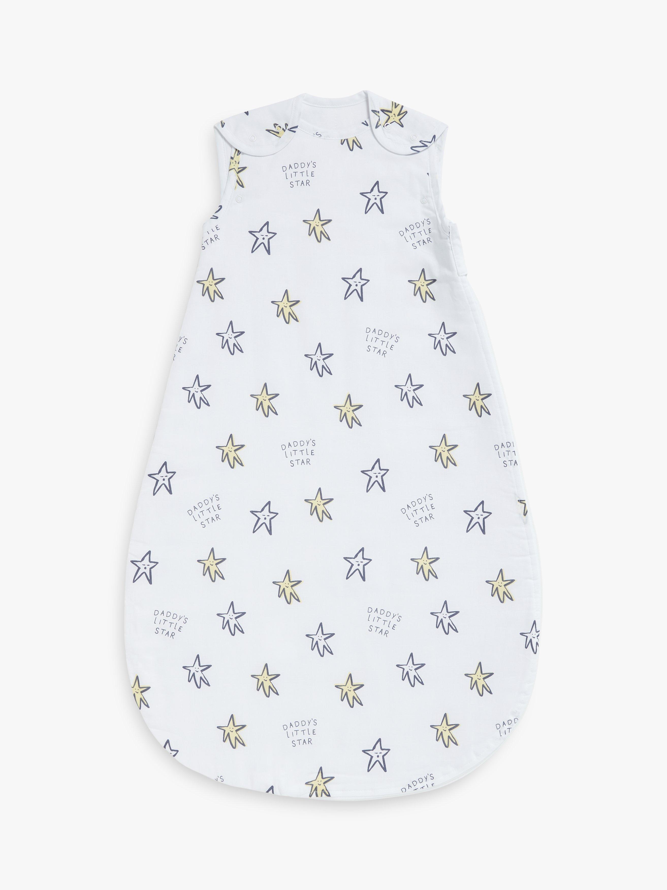 John Lewis ANYDAY Daddy's Little Star Print Sleeping Bag, 1 Tog, White/Multi