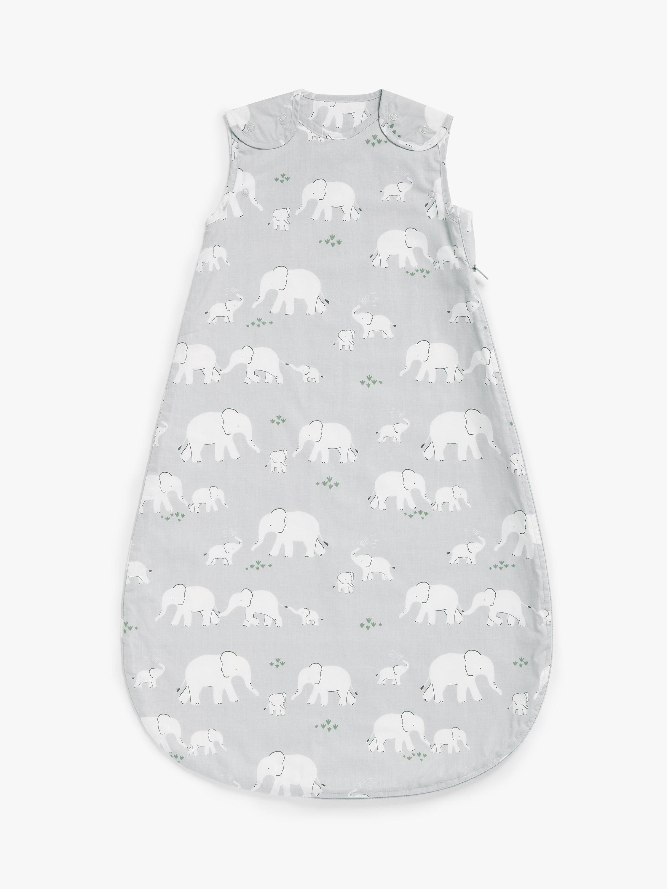 John Lewis Safari Elephant Sleeping Bag, 0.5 Tog, Grey/Multi