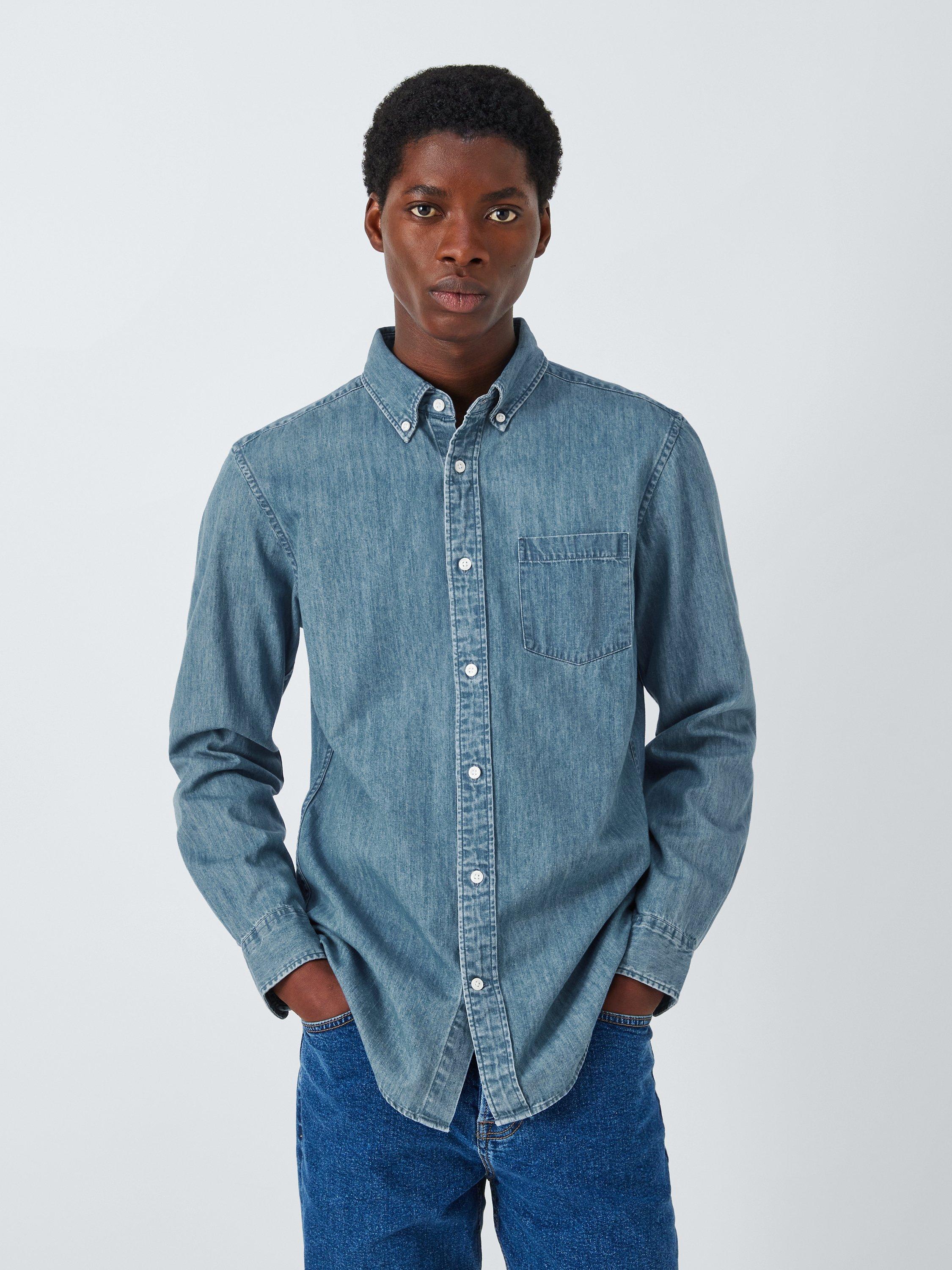 John Lewis Regular Fit Denim Shirt Blue