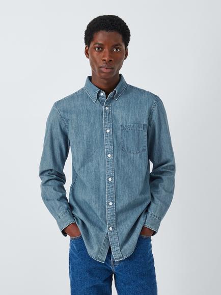 John Lewis Regular Fit Denim Shirt, Blue, Blue