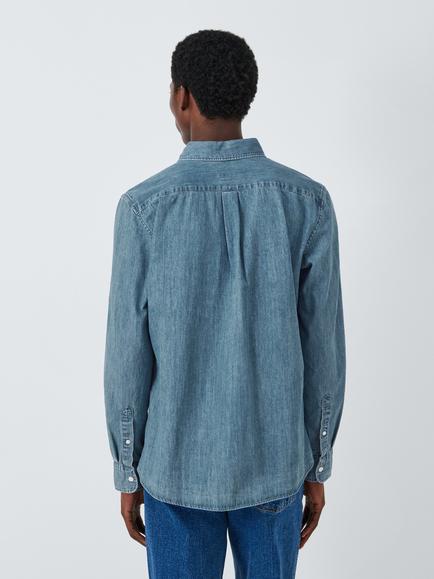 John Lewis Regular Fit Denim Shirt, Blue - view 2, Blue