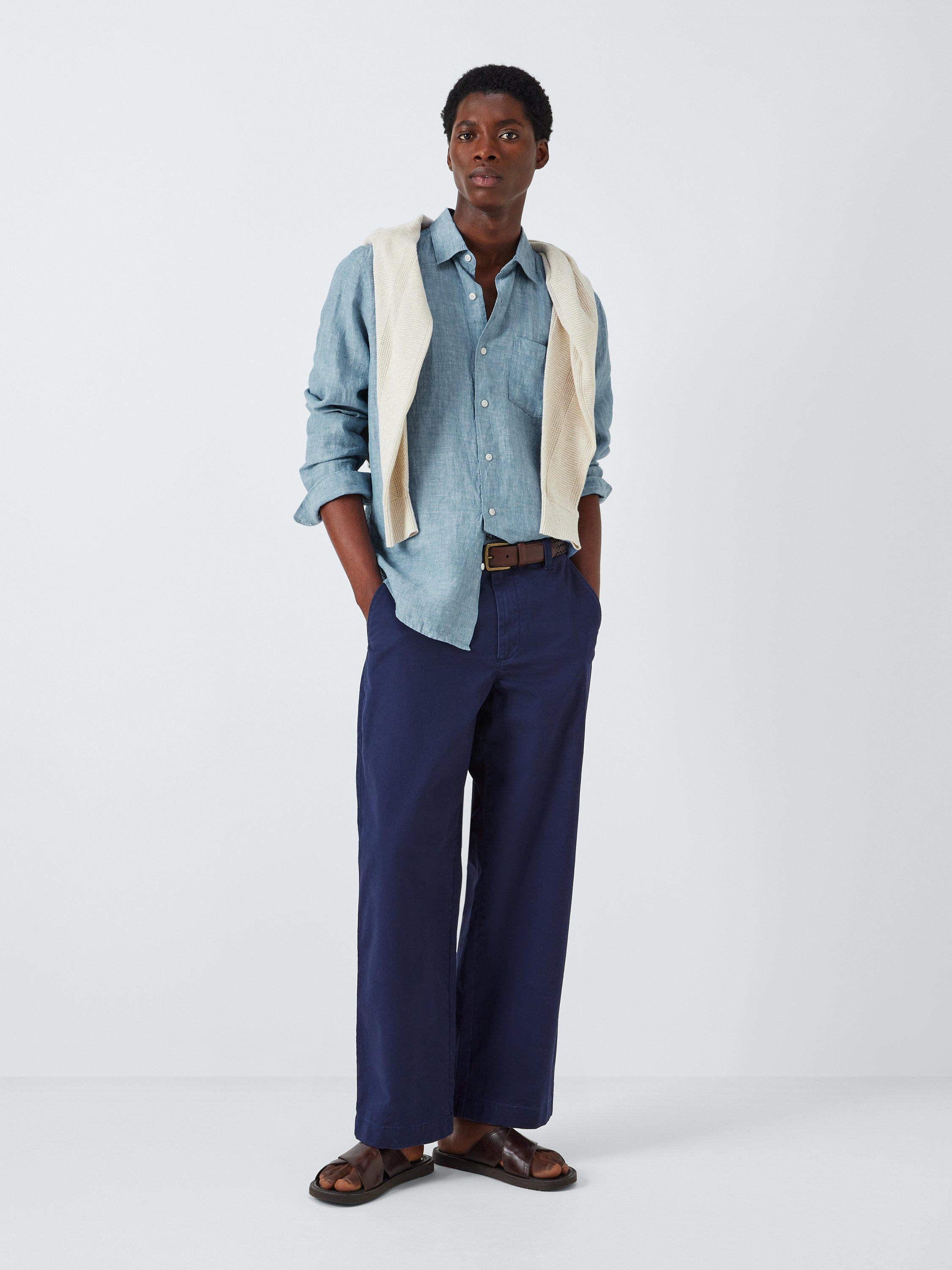 Product image 3 of 6, which shows John Lewis Regular Fit Linen Shirt, Blue, S