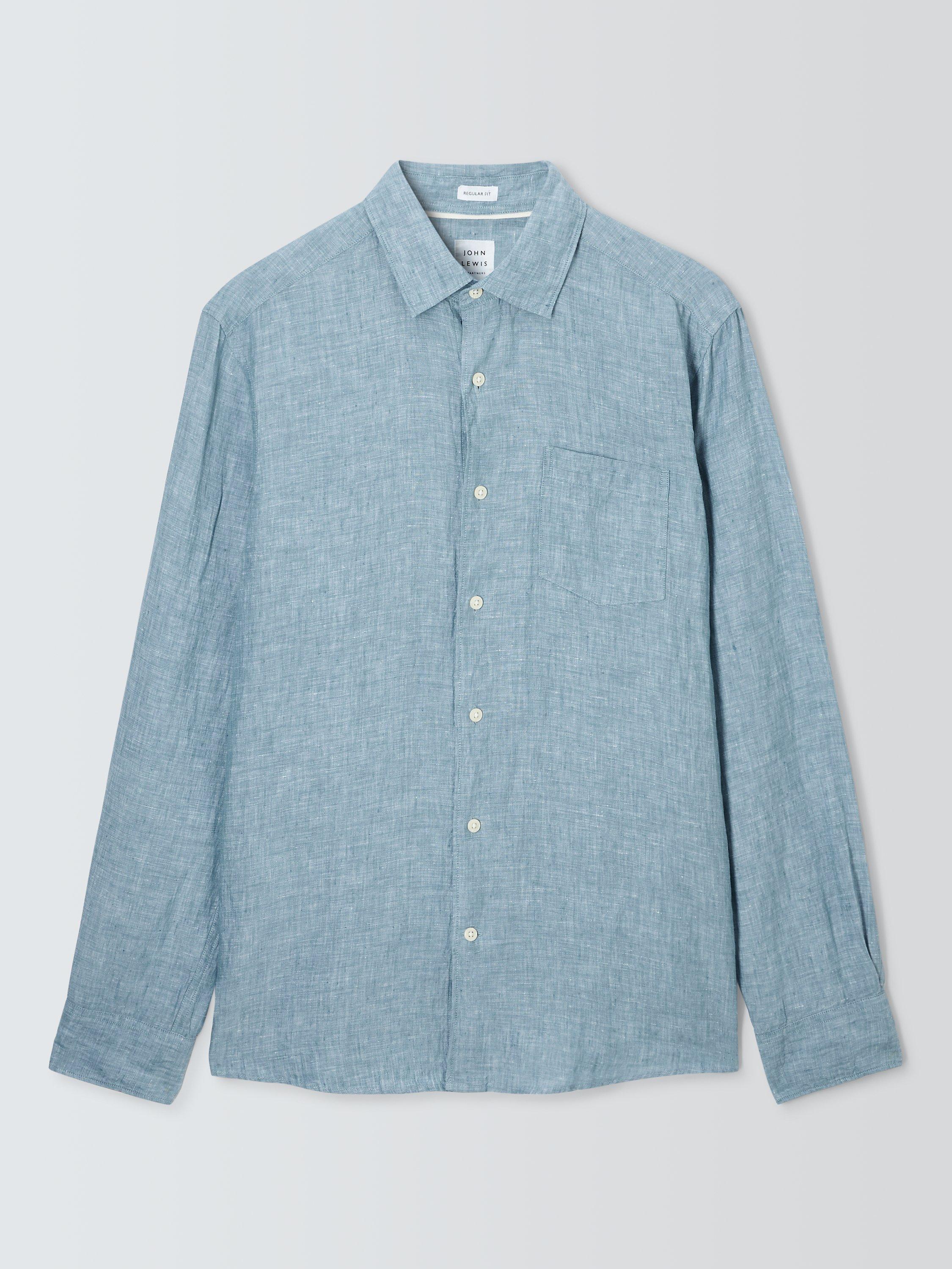 Product image 4 of 6, which shows John Lewis Regular Fit Linen Shirt, Blue, S