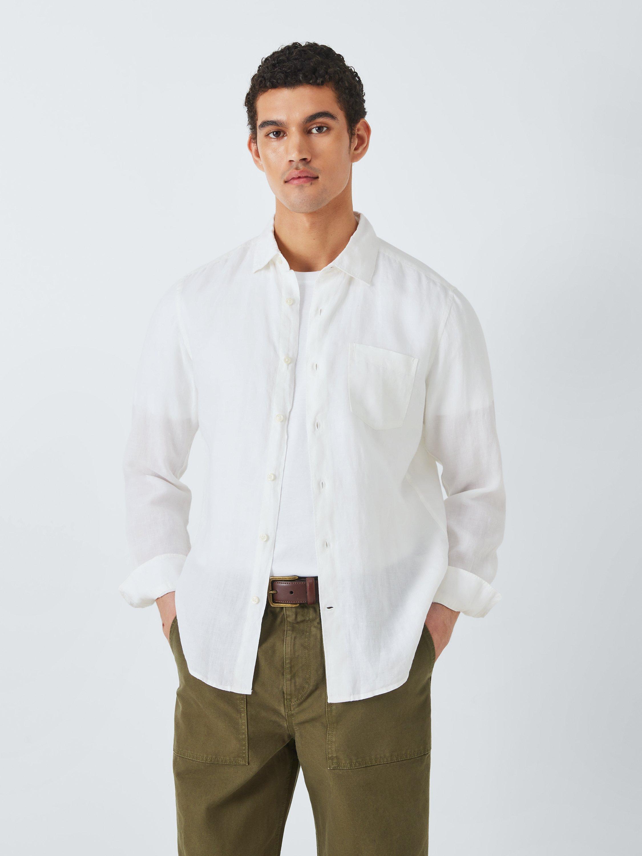 Product image 1 of 6, which shows John Lewis Regular Fit Linen Shirt, White Old, S