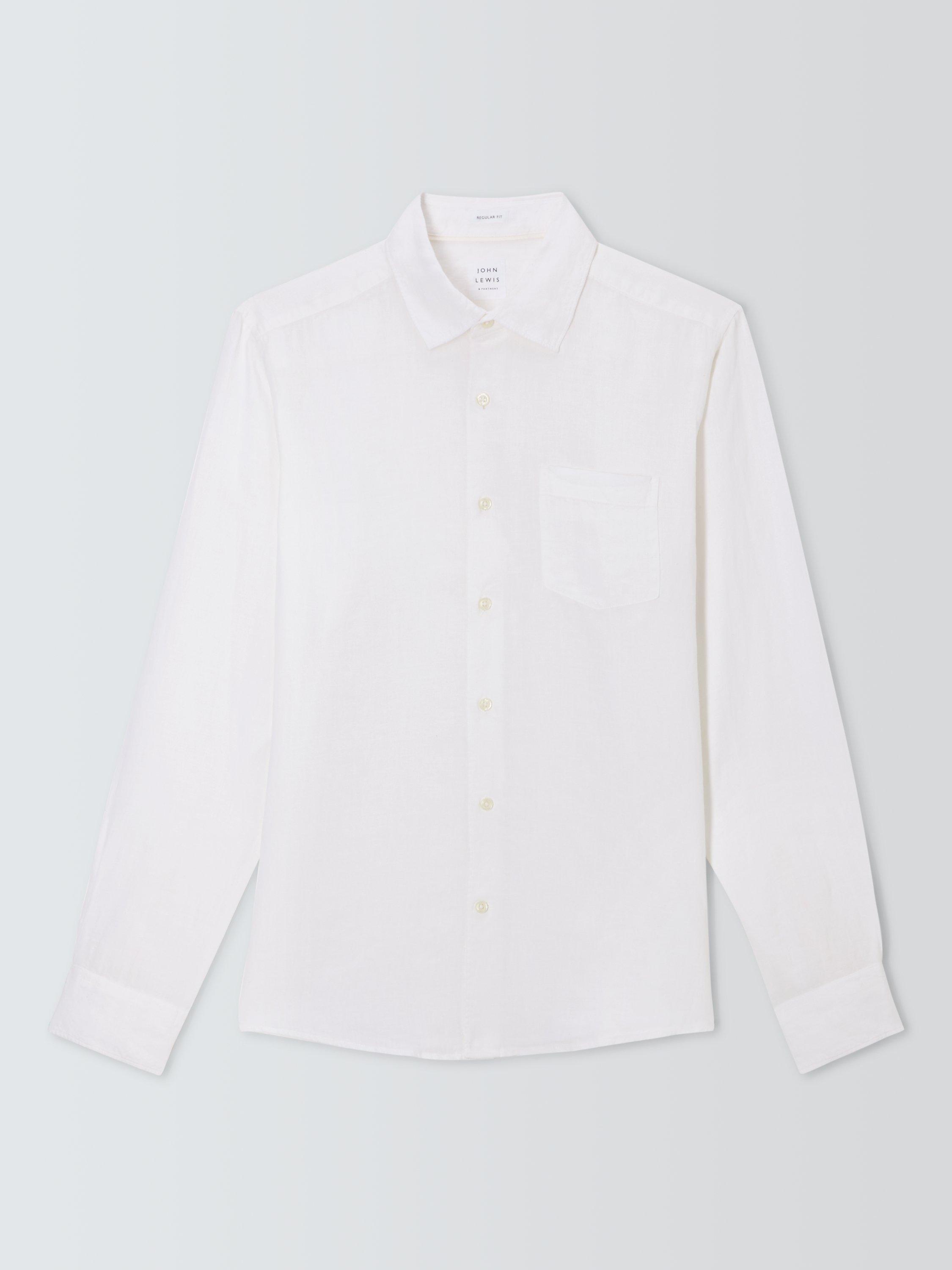 Product image 4 of 6, which shows John Lewis Regular Fit Linen Shirt, White Old, S
