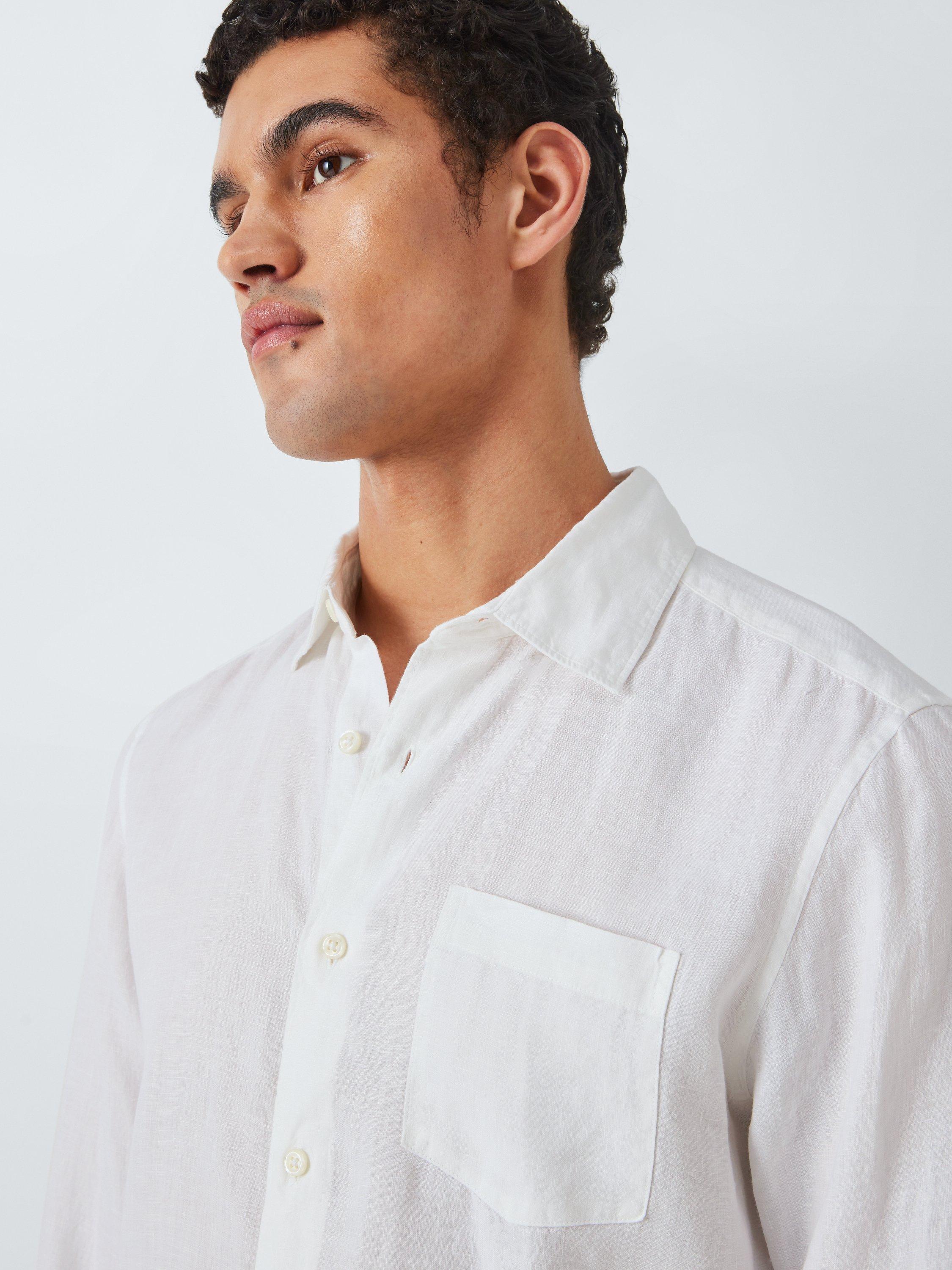 John Lewis Linen Regular Fit Shirt, White, S