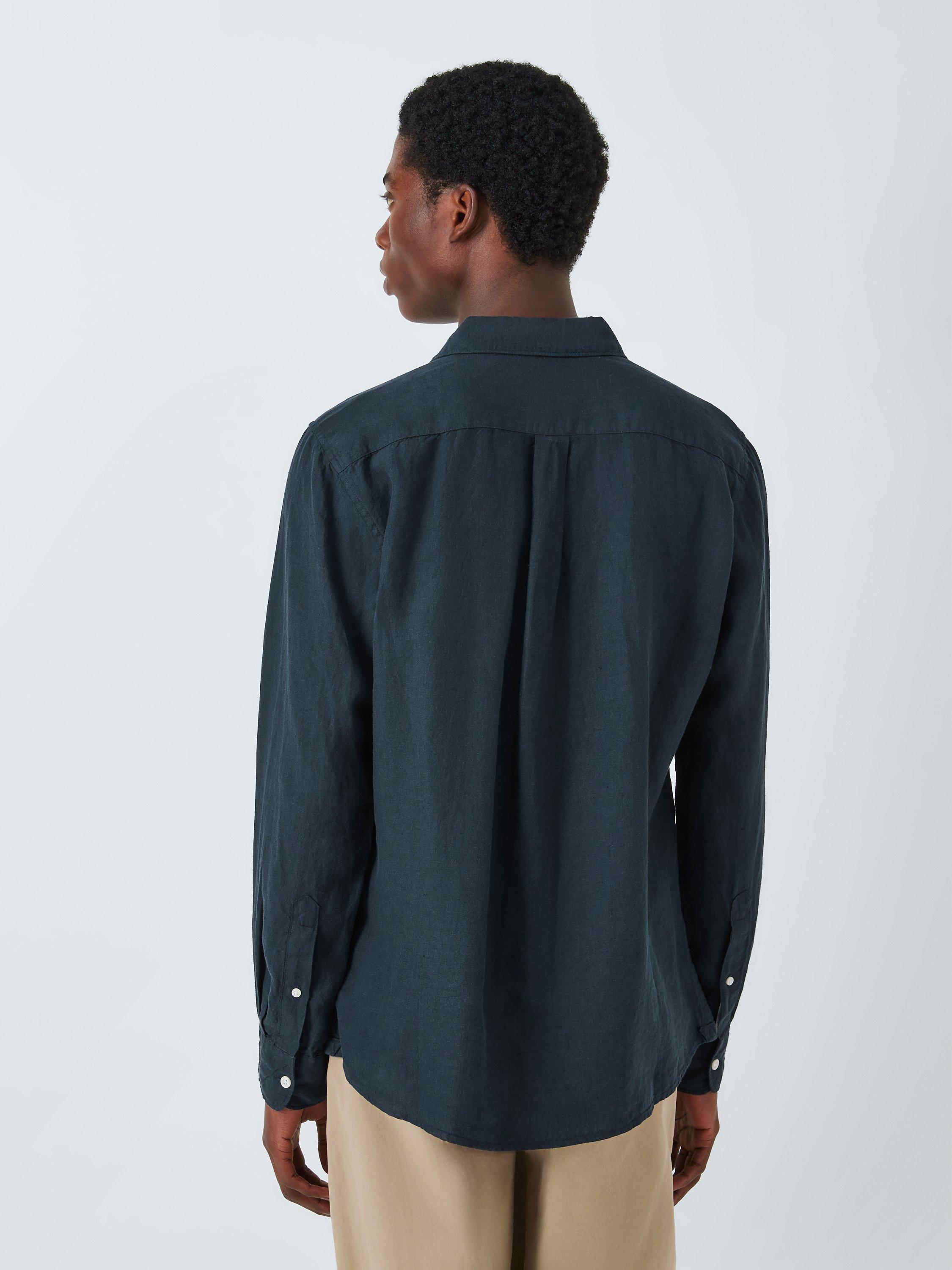 Product image 2 of 6, which shows John Lewis Regular Fit Linen Shirt, Navy Old, S
