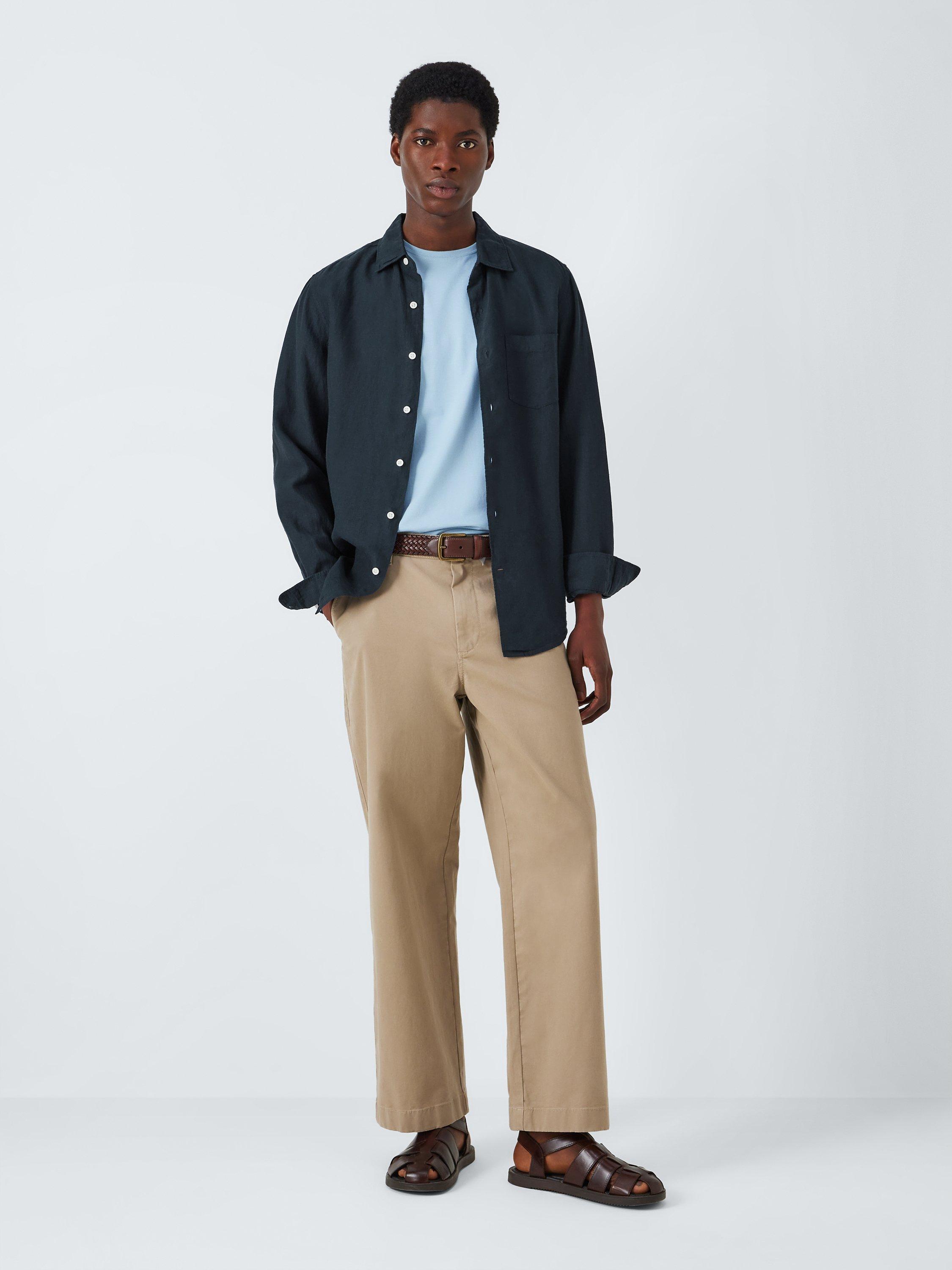 Product image 3 of 6, which shows John Lewis Regular Fit Linen Shirt, Navy Old, S