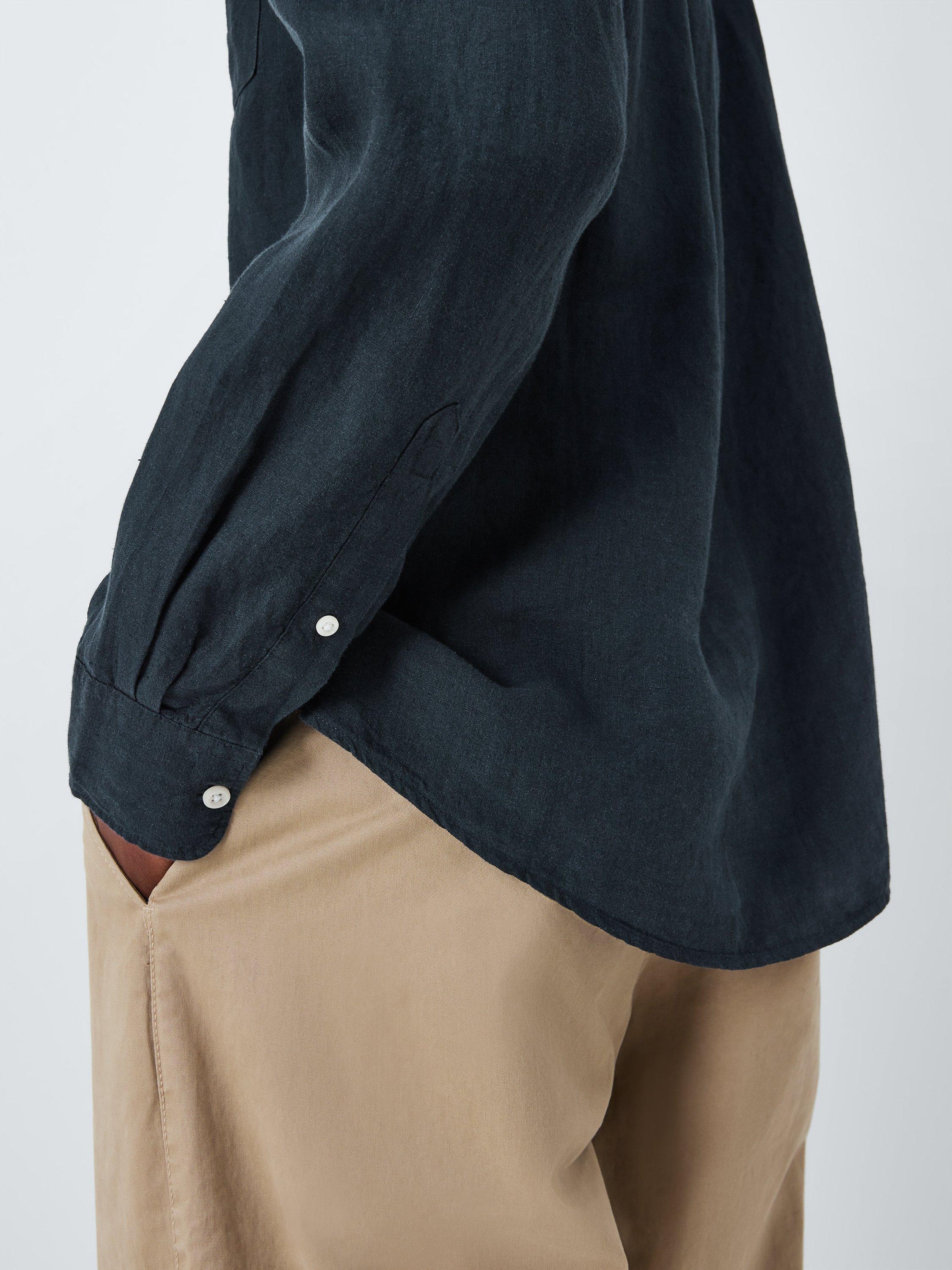 Product image 6 of 6, which shows John Lewis Regular Fit Linen Shirt, Navy Old, S