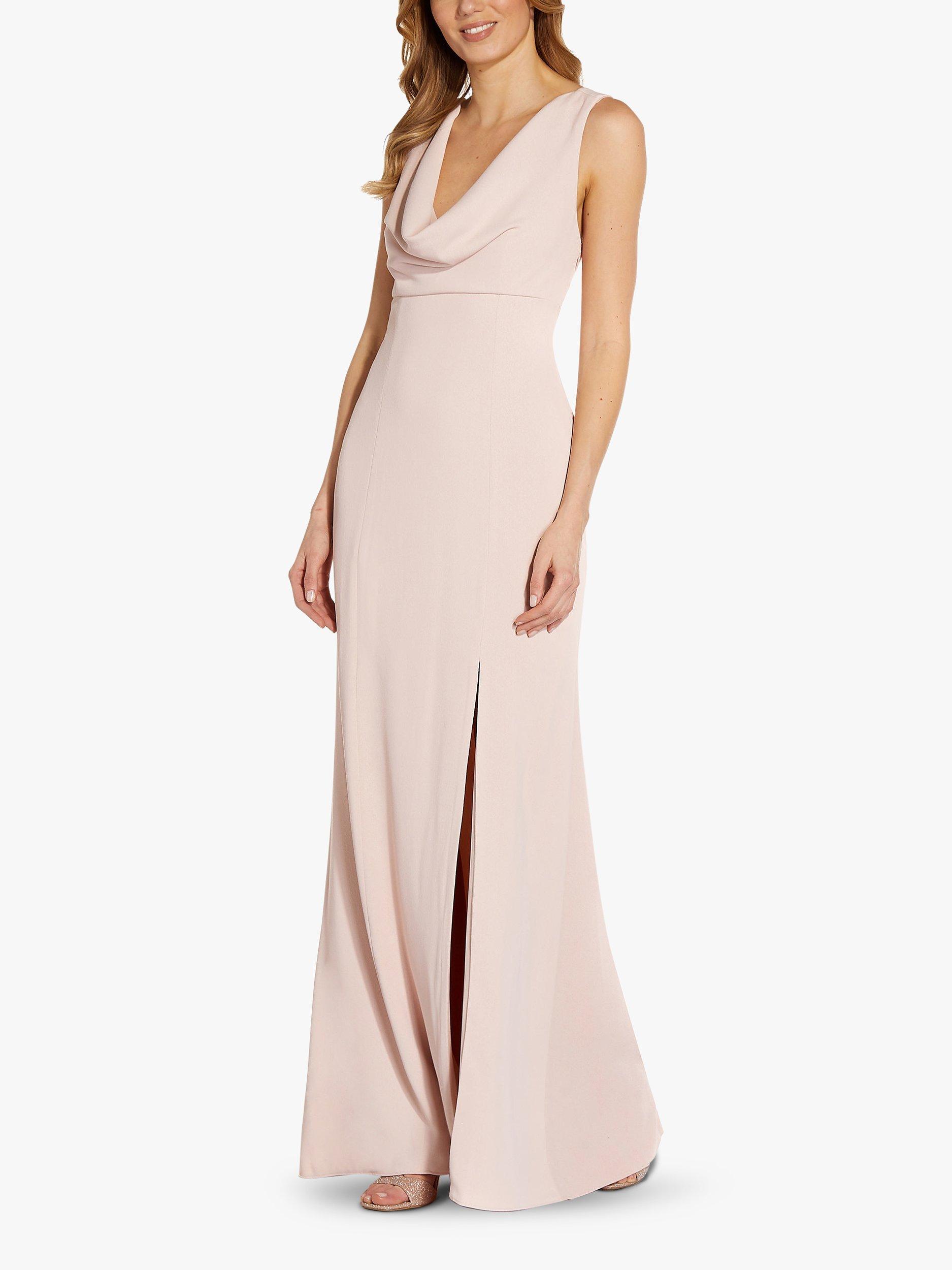 Adrianna Papell Cowl Neck Crepe Dress, Blush, 12