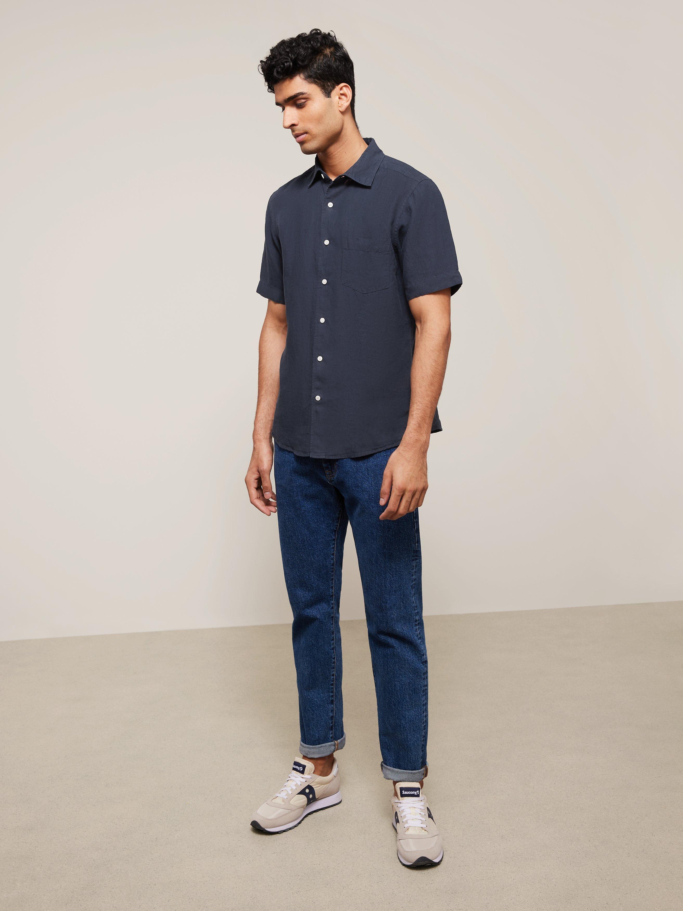 Product image 3 of 5, which shows John Lewis Linen Regular Fit Shirt, Navy, S