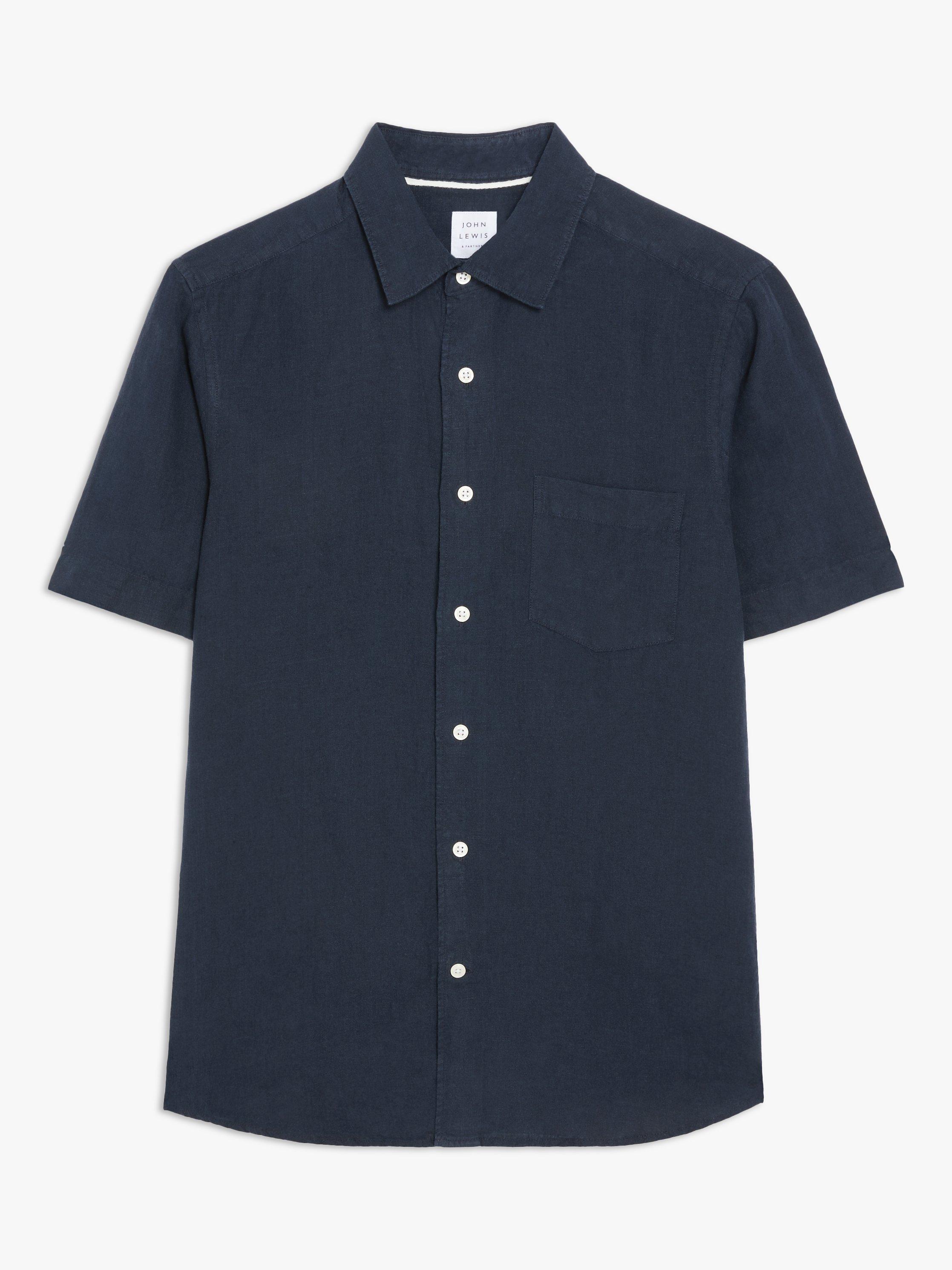 Product image 4 of 5, which shows John Lewis Linen Regular Fit Shirt, Navy, S