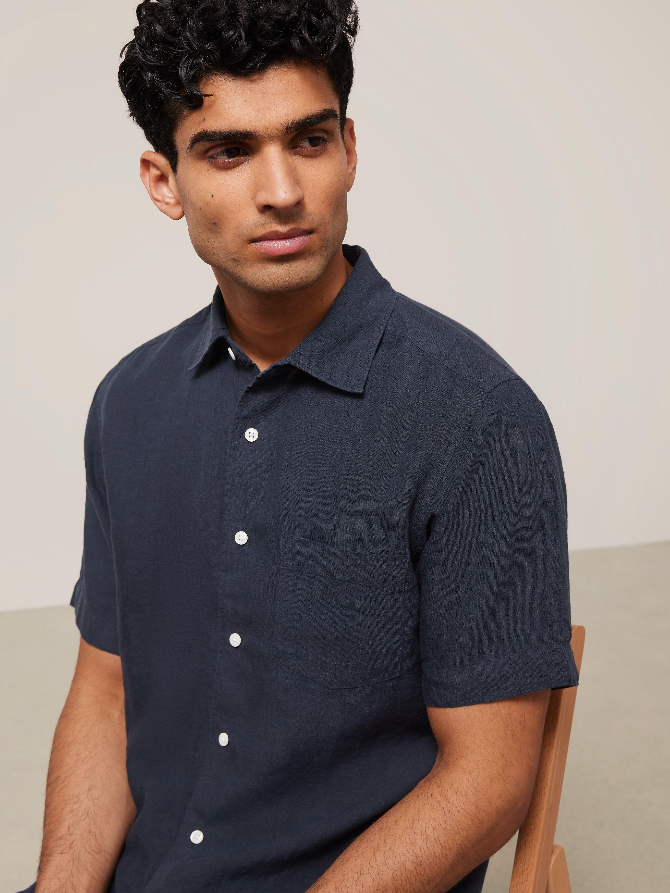 Product image 5 of 5, which shows John Lewis Linen Regular Fit Shirt, Navy, S