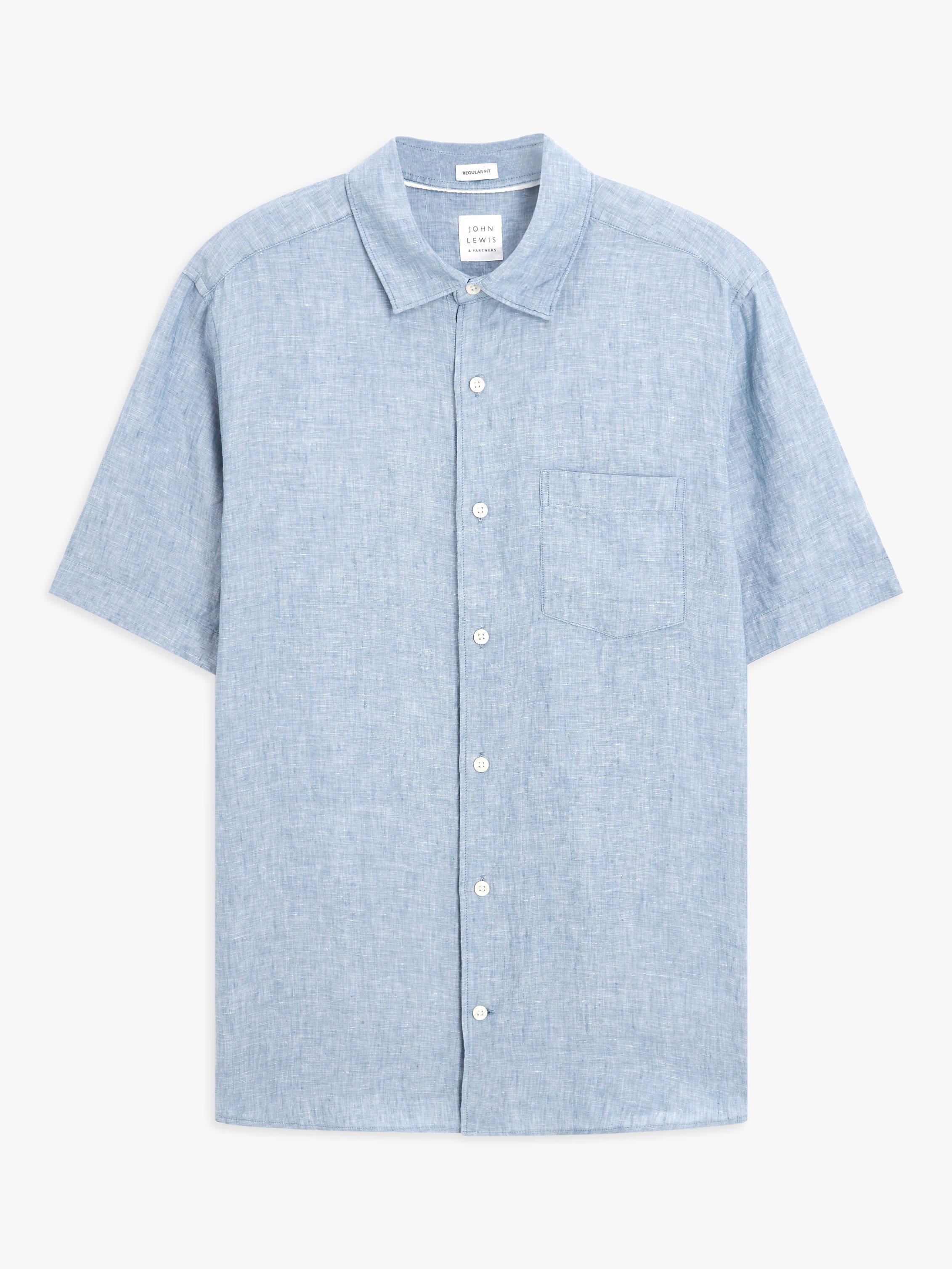 Product image 4 of 5, which shows John Lewis Linen Regular Fit Shirt, China Blue, S