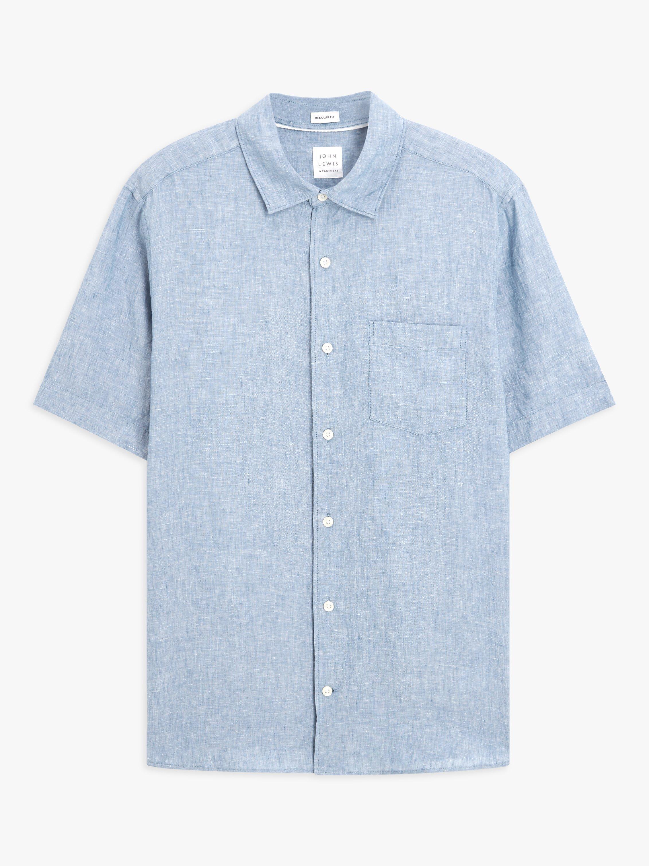 John Lewis Linen Regular Fit Shirt, China Blue, S