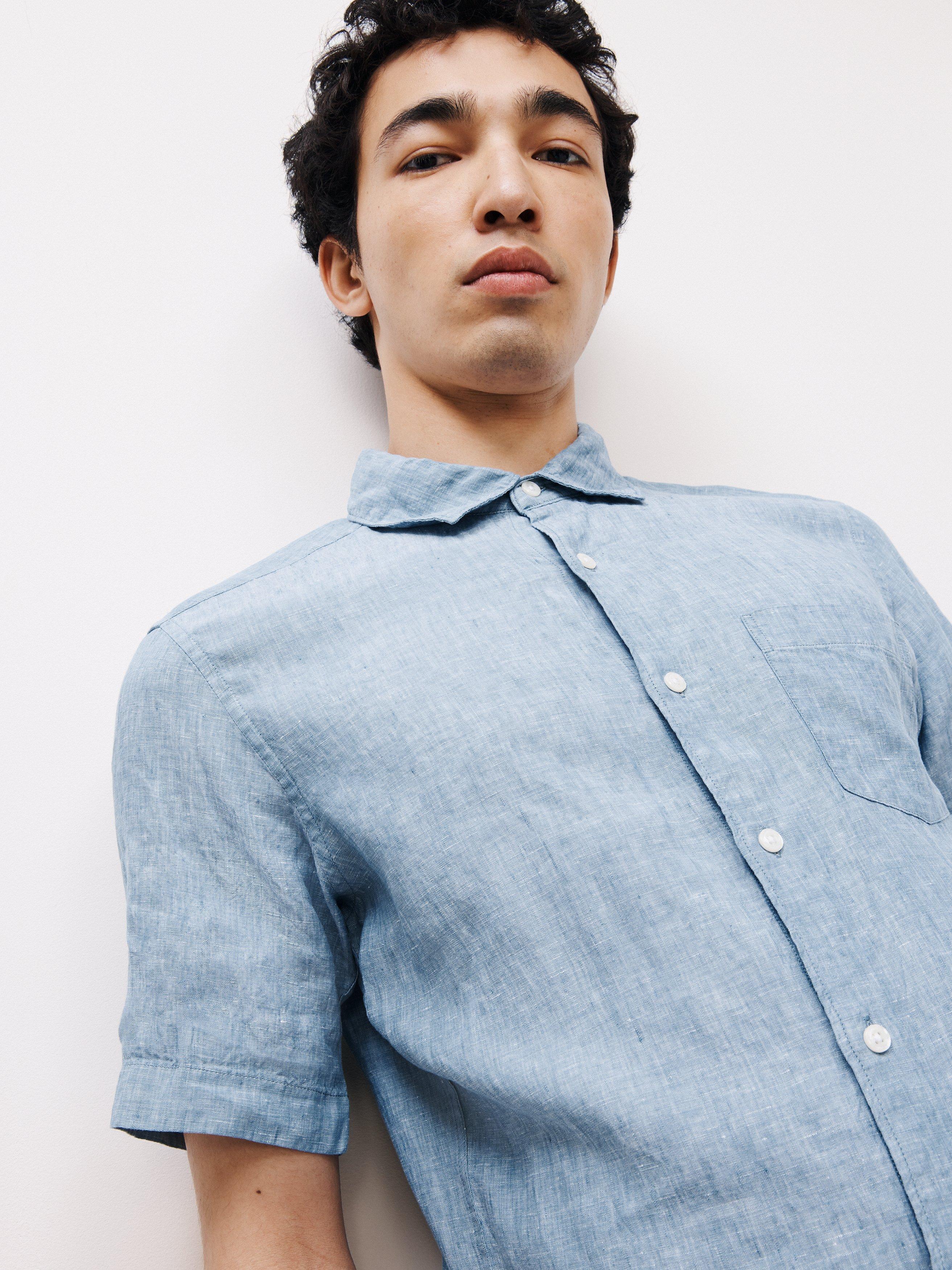 Product image 5 of 5, which shows John Lewis Linen Regular Fit Shirt, China Blue, S