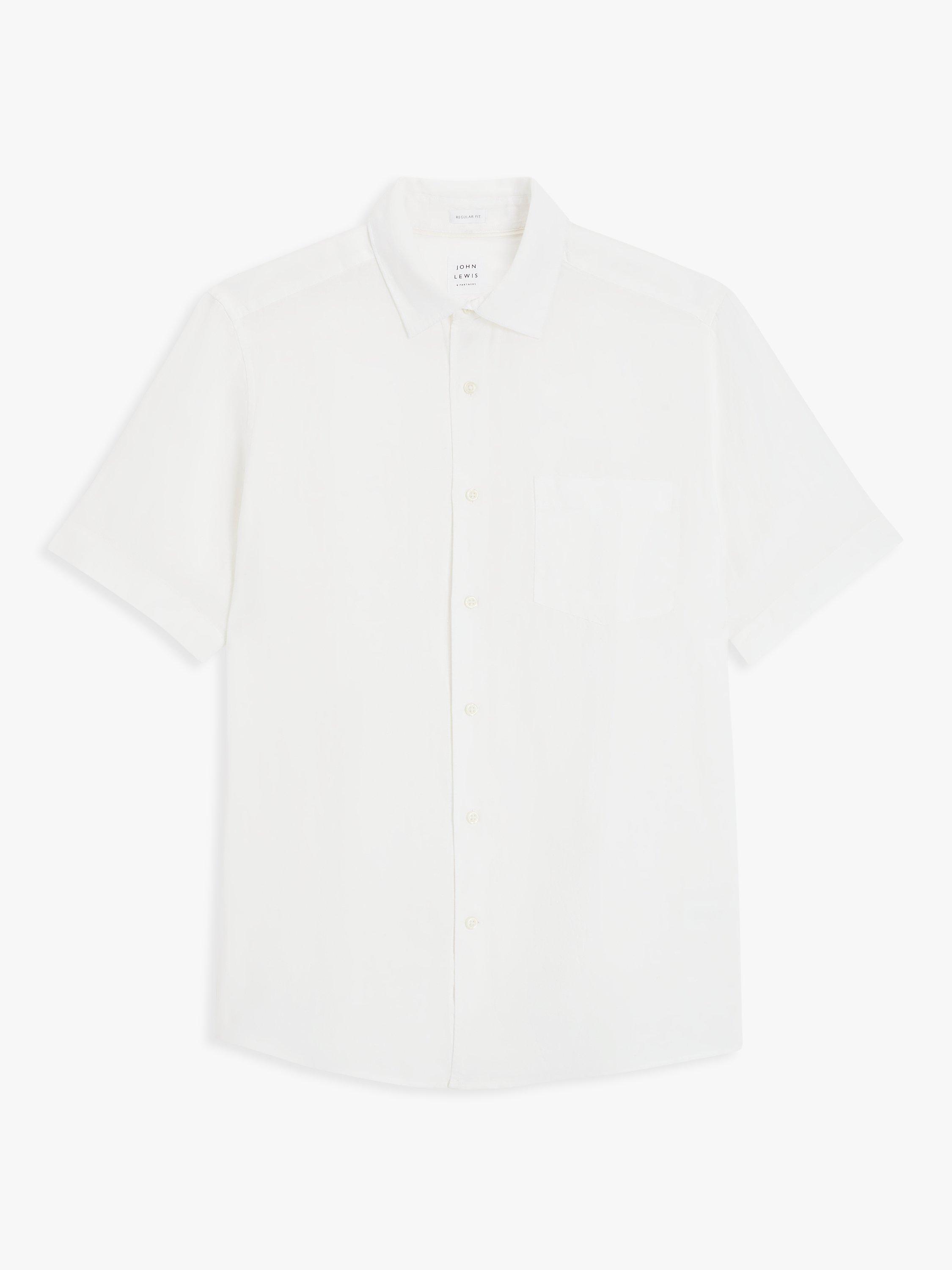 John Lewis Linen Regular Fit Shirt, White, M