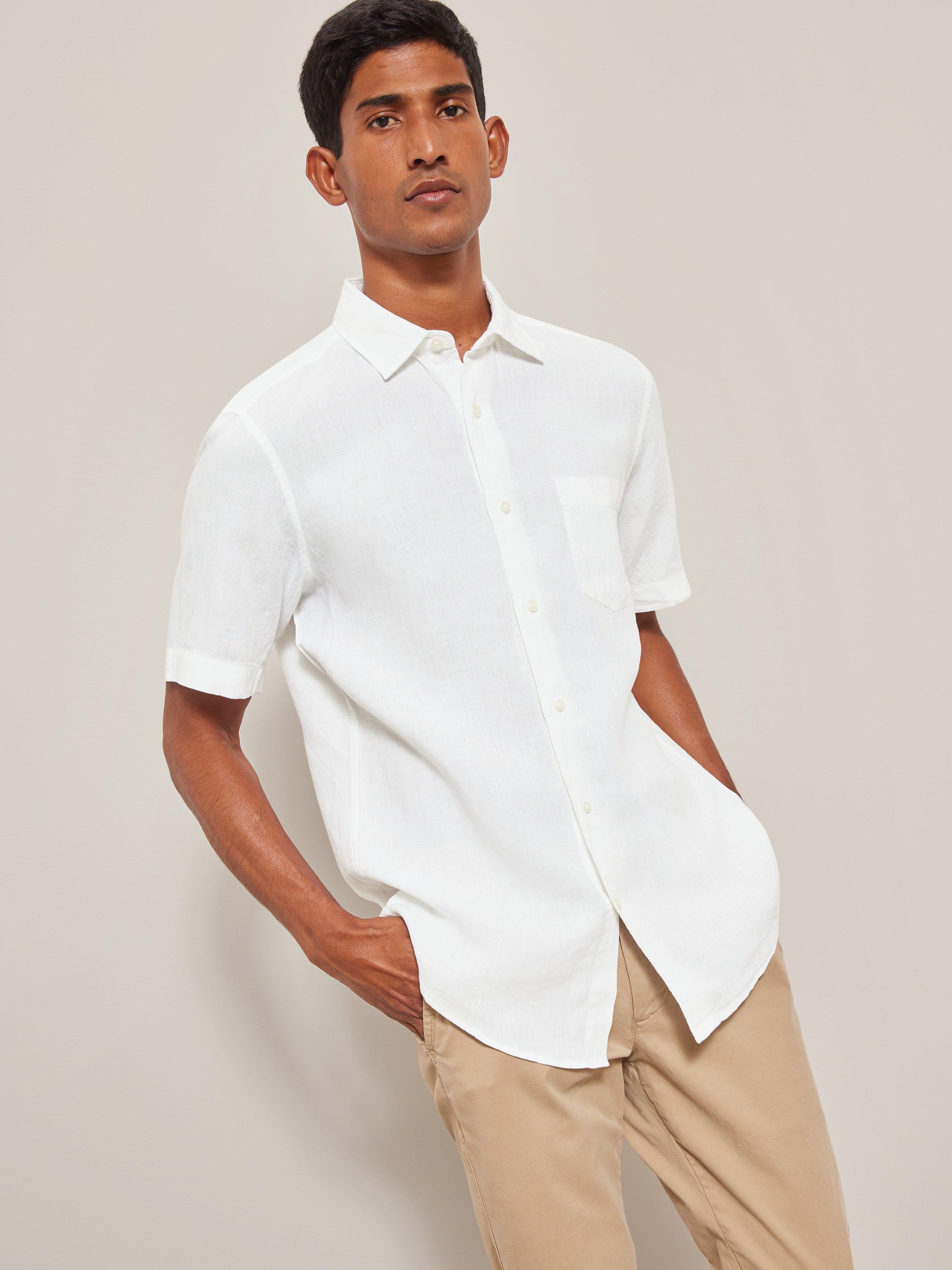 John Lewis Linen Regular Fit Shirt, White, M