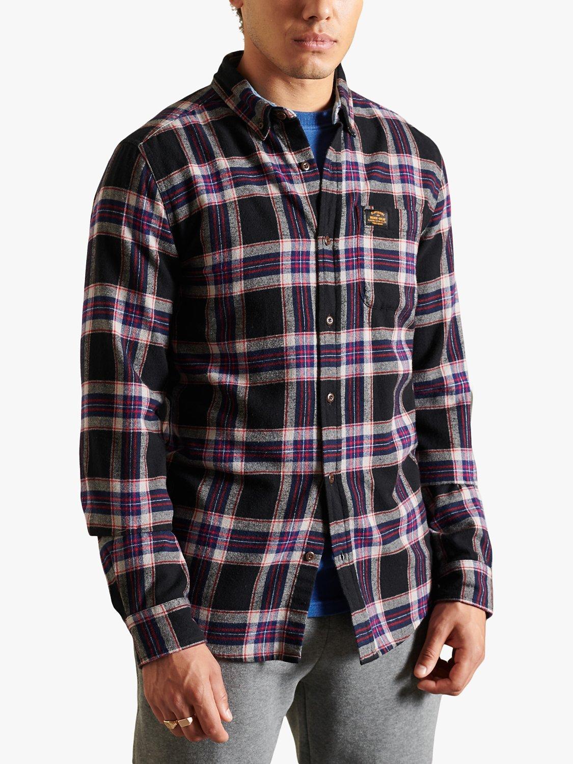 Superdry Organic Cotton Heritage Lumberjack Check Shirt, Hatton Check Navy