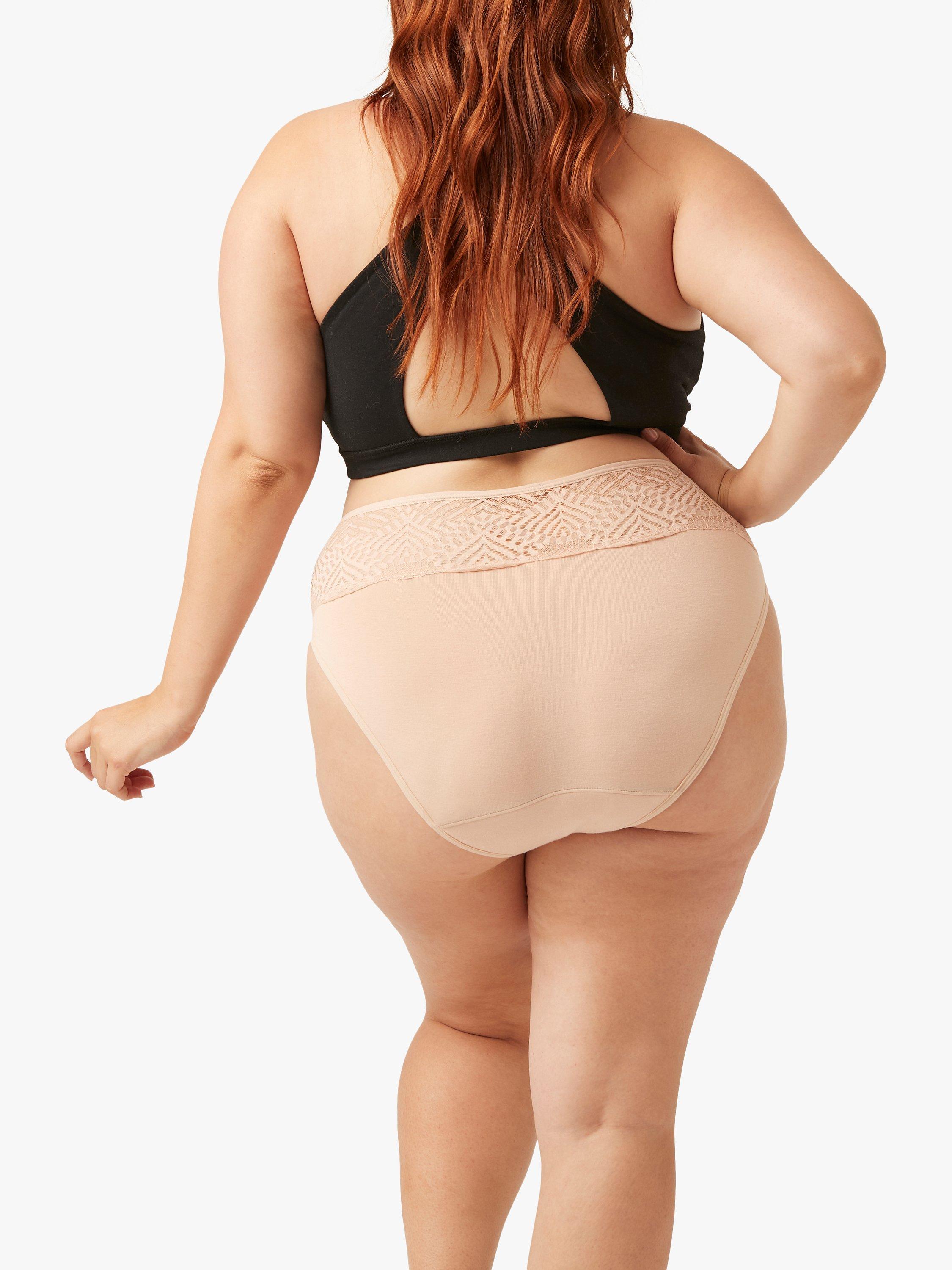 Product image 6 of 6, which shows Modibodi Sensual French Cut Moderate to Heavy Absorbency Knickers, Beige, 10