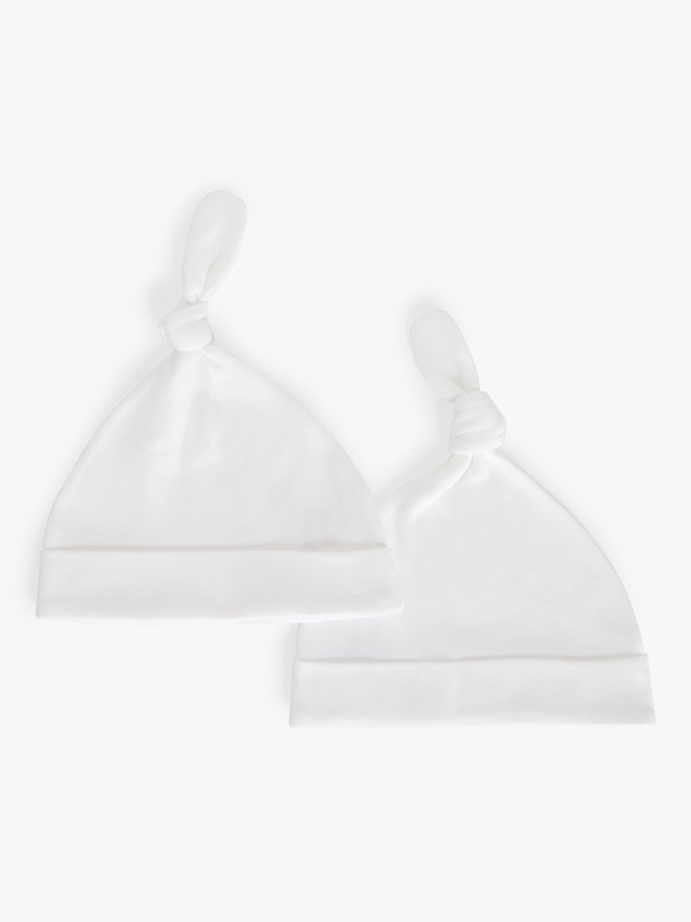 John Lewis Cotton Baby Hat, Pack of 2, White