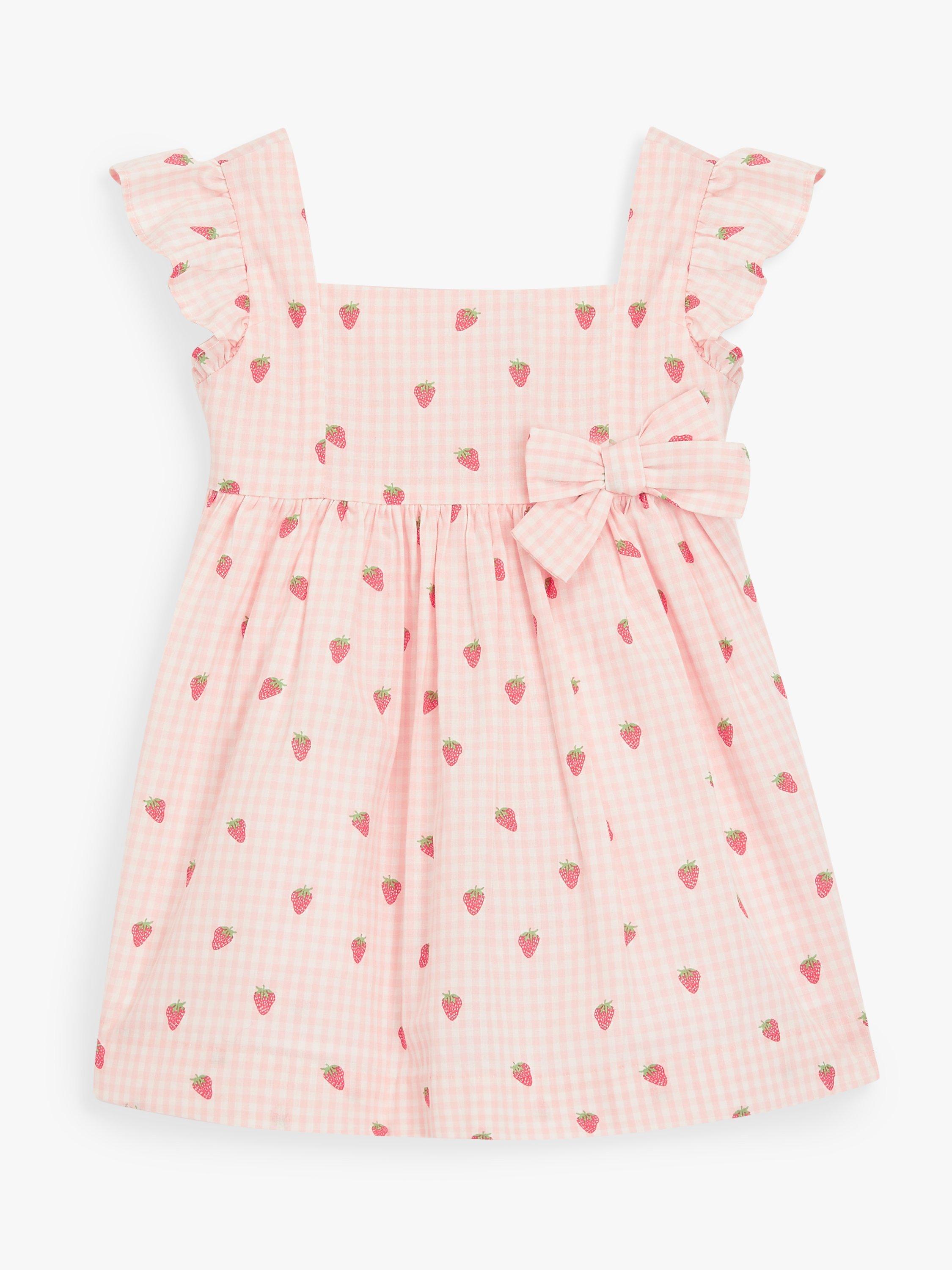 John Lewis Heirloom Collection Baby Strawberry Print Dress, Pink