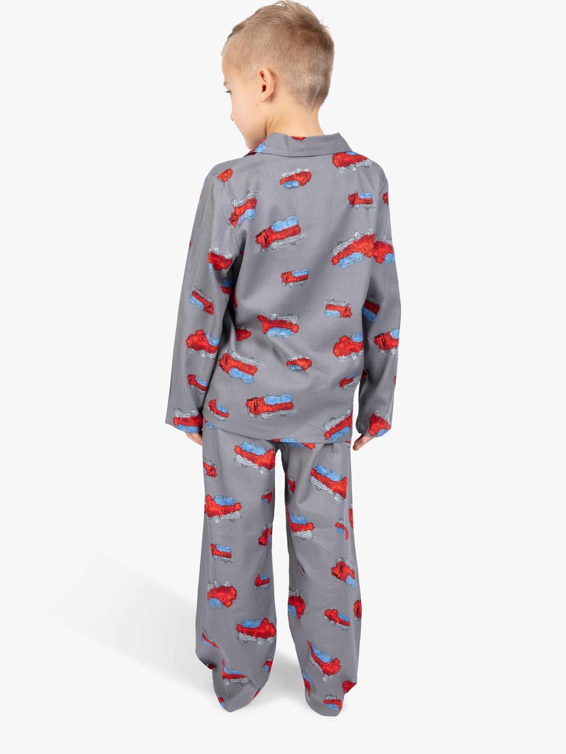 Product image 2 of 3, which shows Cyberjammies Kids' Fire Engine Print Pyjama Set, Grey/Multi, 2-3 years