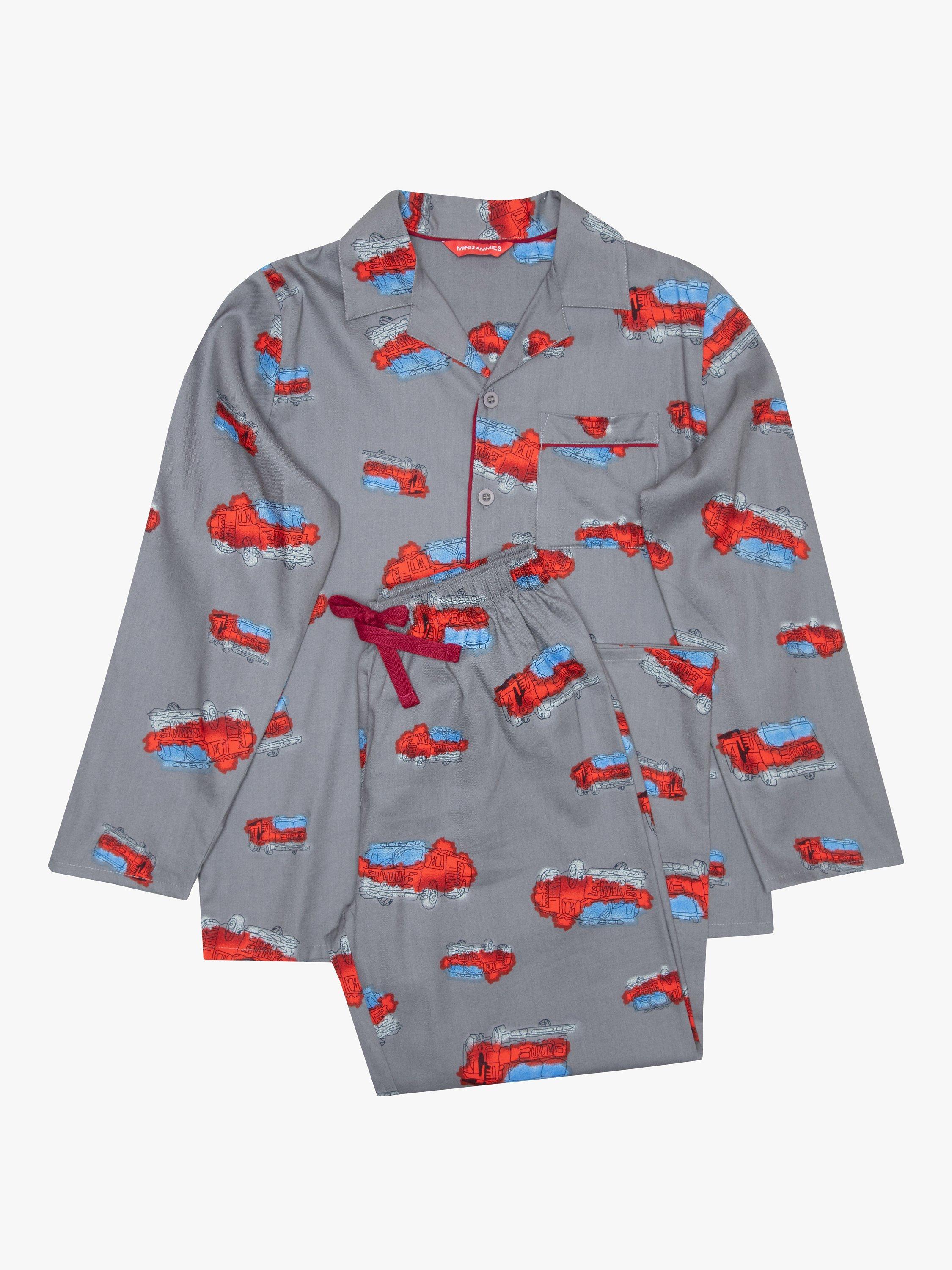 Product image 3 of 3, which shows Cyberjammies Kids' Fire Engine Print Pyjama Set, Grey/Multi, 2-3 years