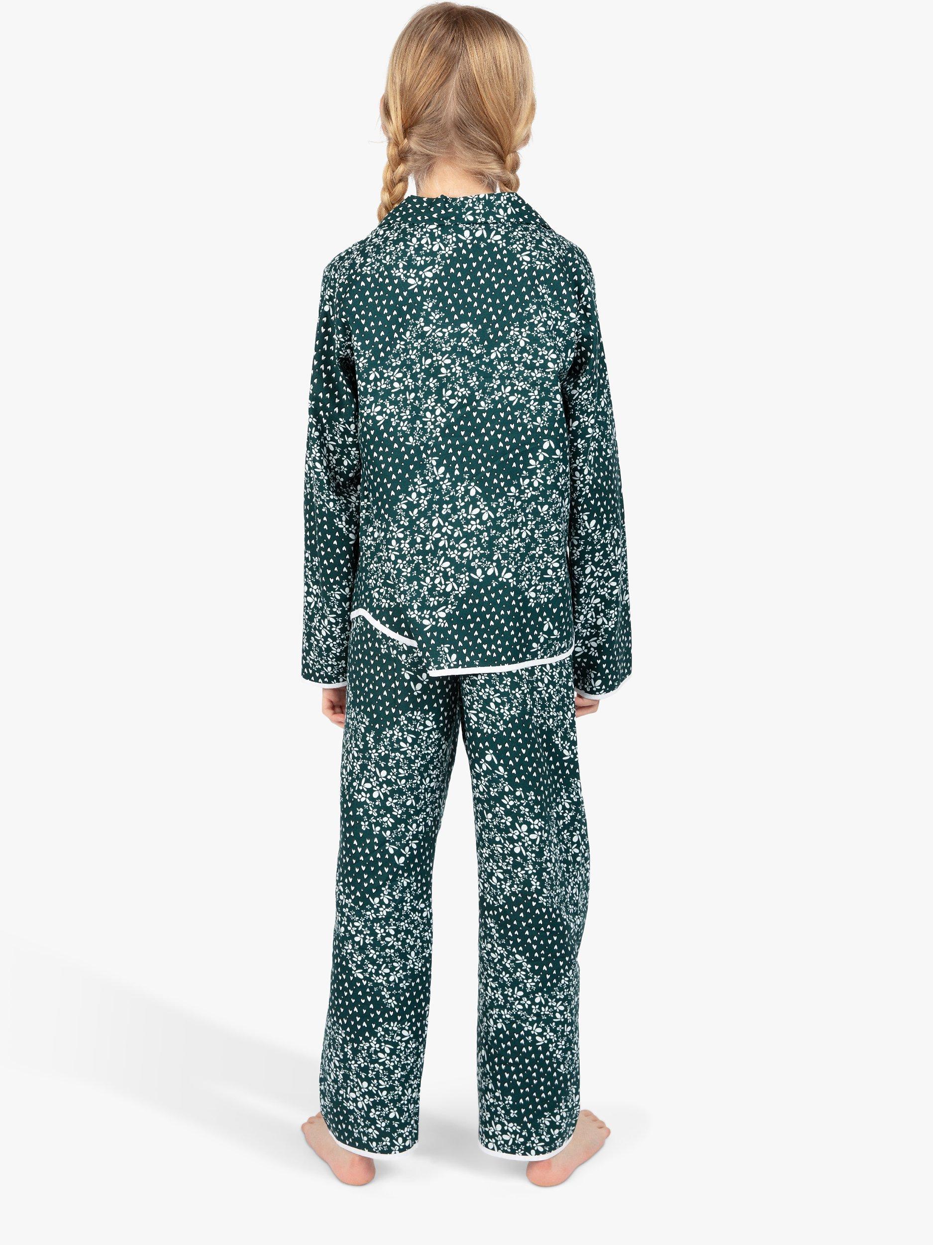Product image 2 of 3, which shows Cyberjammies Kids' Penny Ditsy Heart Print Pyjama Set, Emerald/Multi, 2-3 years